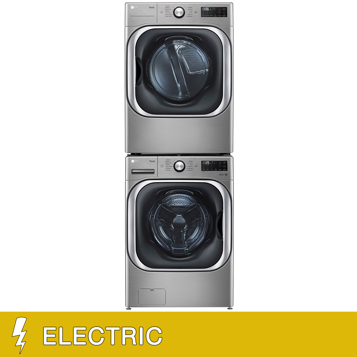 LG 5.2 cu. ft. Mega Capacity Front Load Washer and 9.0 cu. ft. Mega Capacity ELECTRIC Dryer with Built-In Intelligence with Stacking Kit