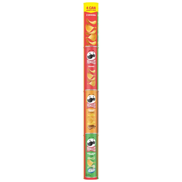 PRINGLES XXL TUBE ORIGINAL, CHEDDAR & SOUR CREAM 4CT TUBE