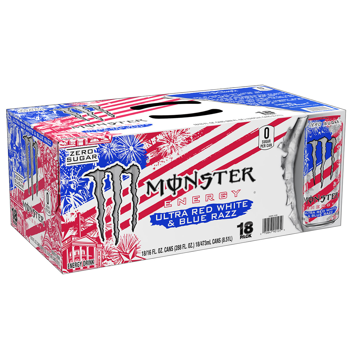 Monster Energy Drink, Ultra Red White and Blue Razz, 16 fl oz, 18-count ...