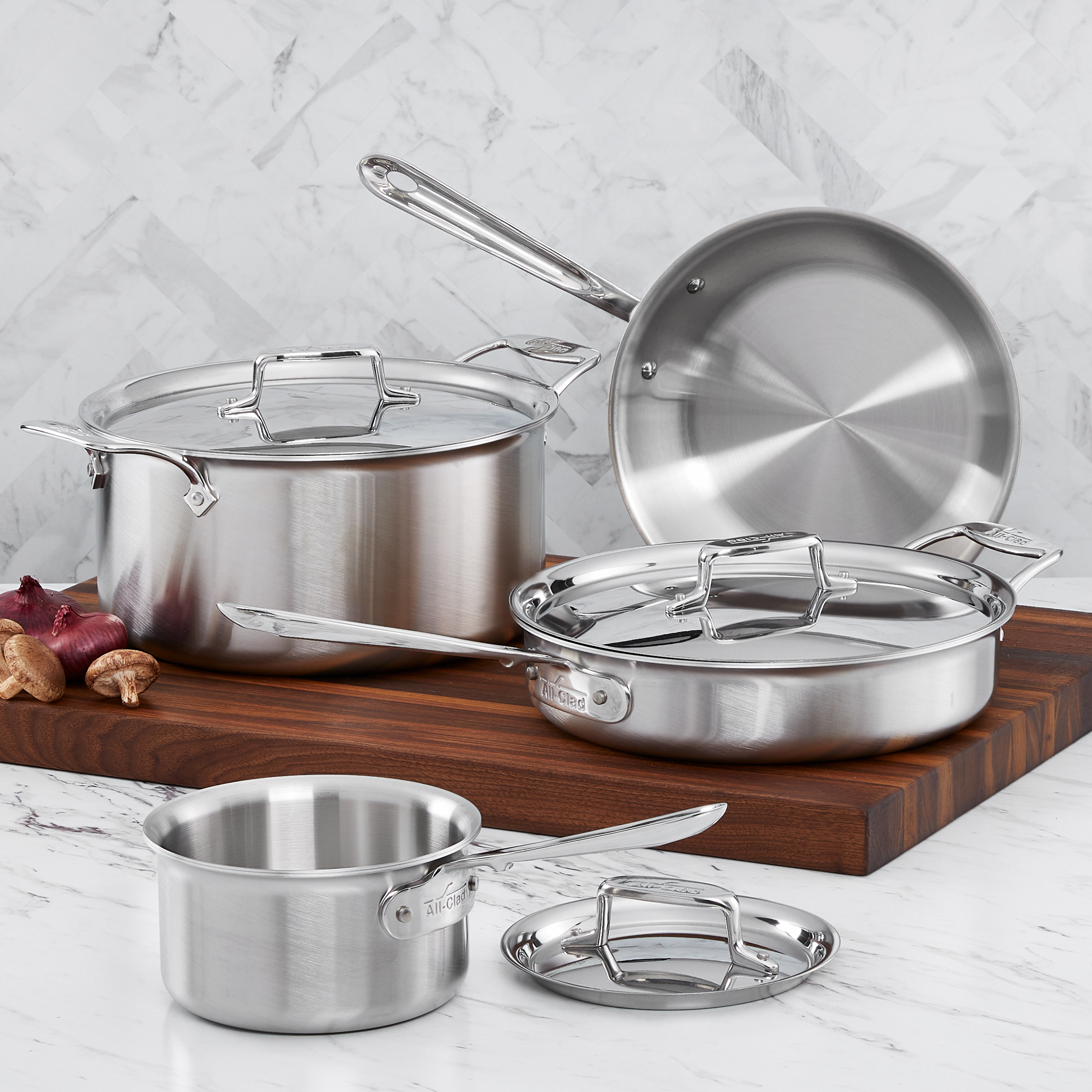 All-Clad D5 Brushed Stainless Steel 7-piece Cookware Set