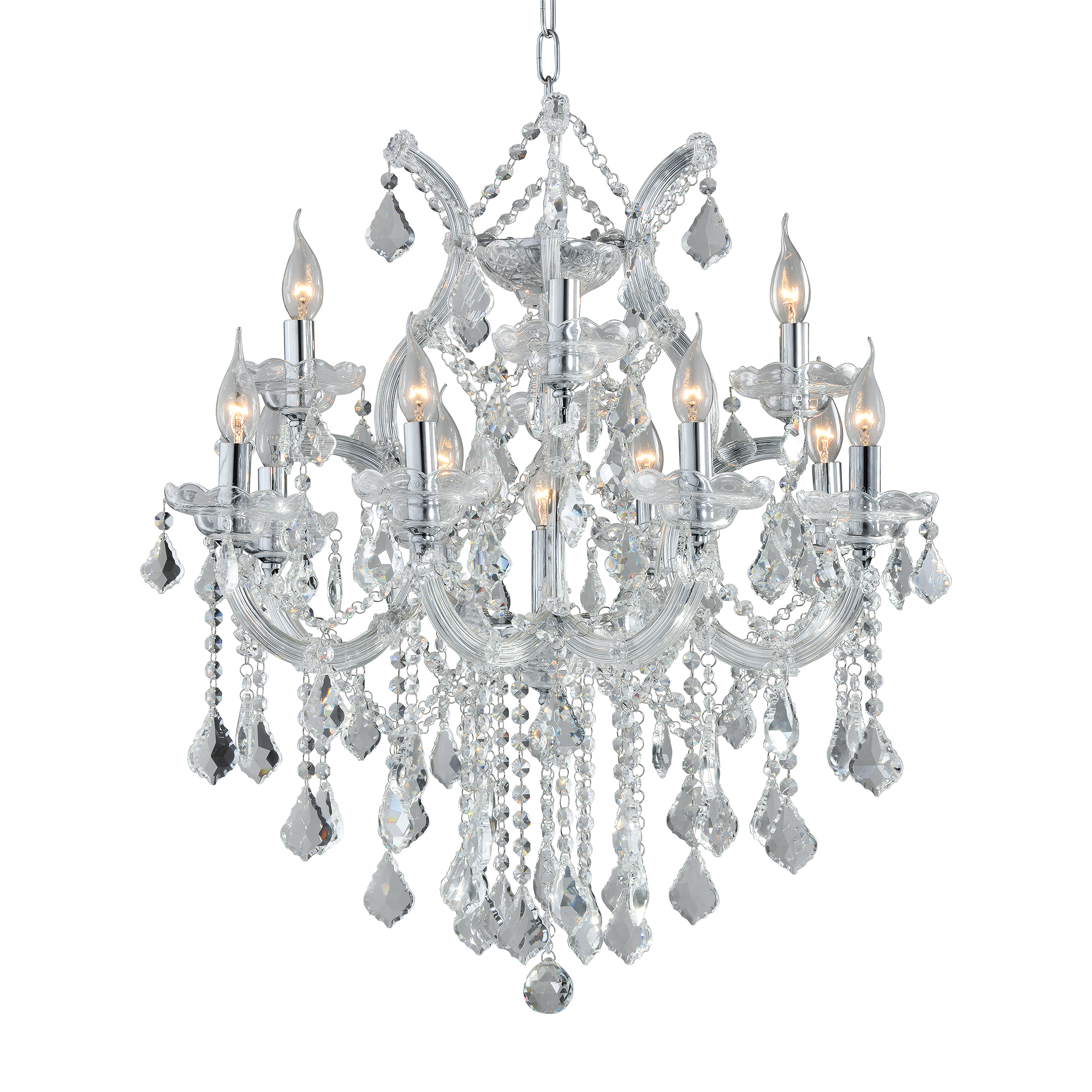 13 Light Clear Crystal Chandelier