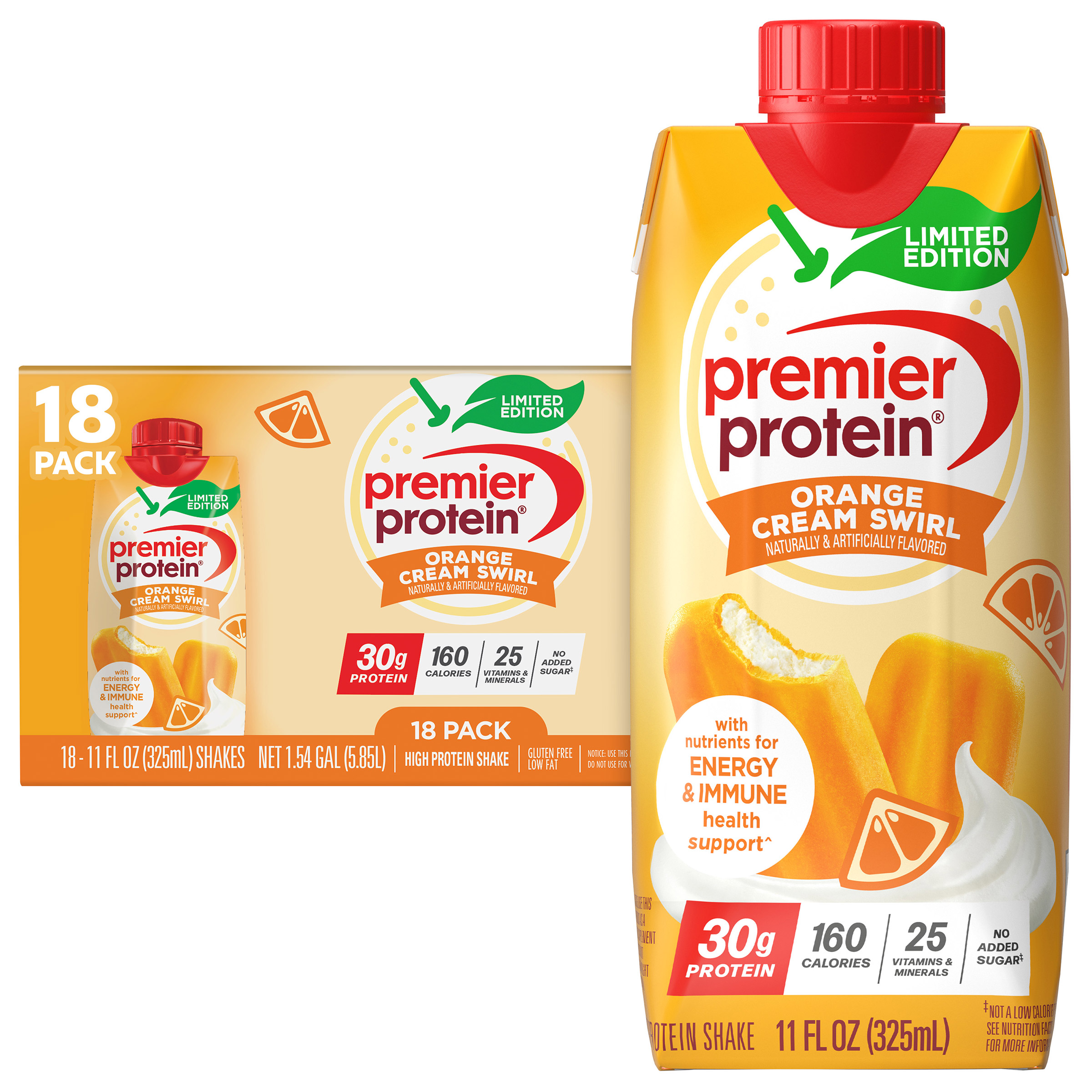 Premier 30g Protein PLUS Energy and Immune Support Shakes, Orange