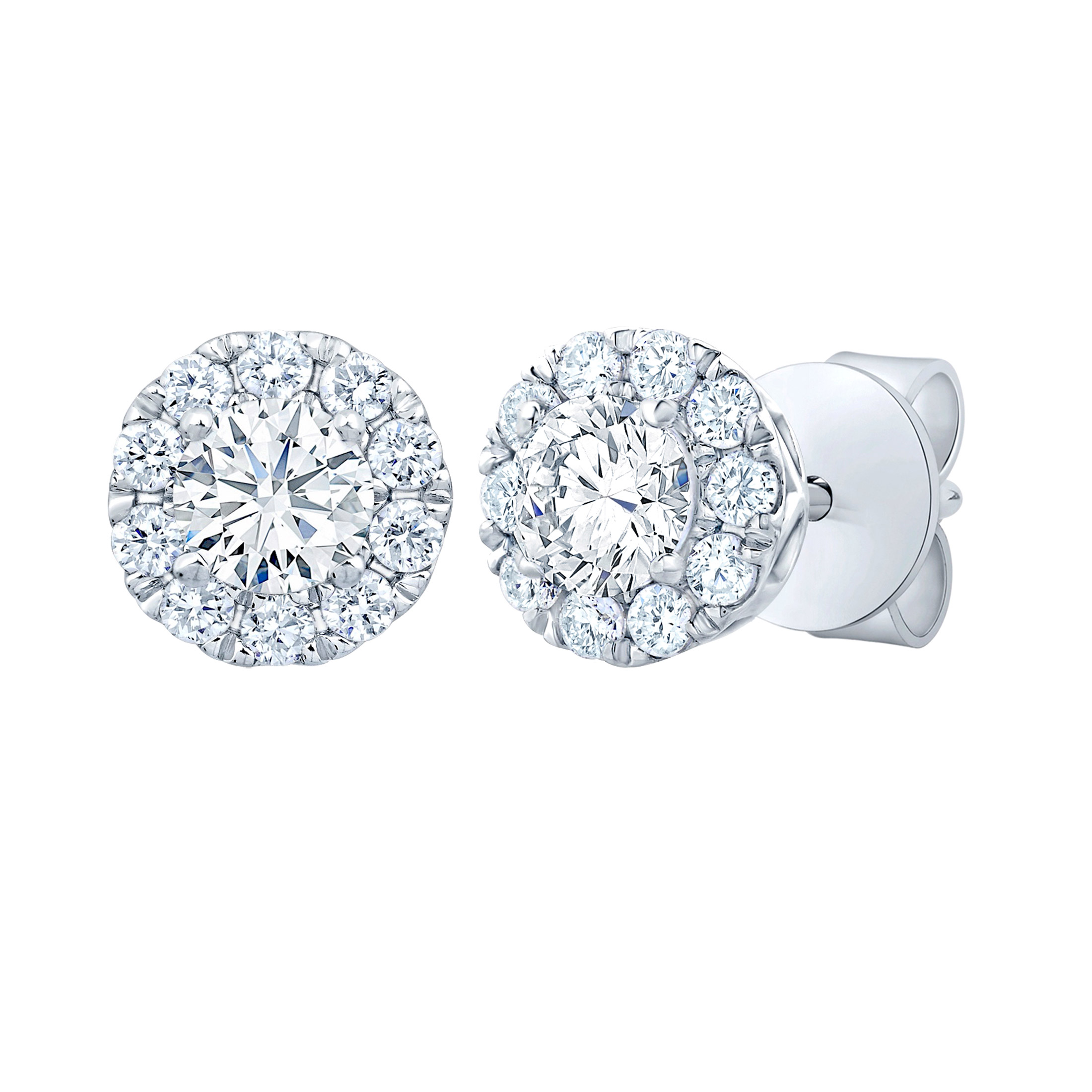 Round Brilliant Diamond Halo Stud Earrings (0.60 ctw)