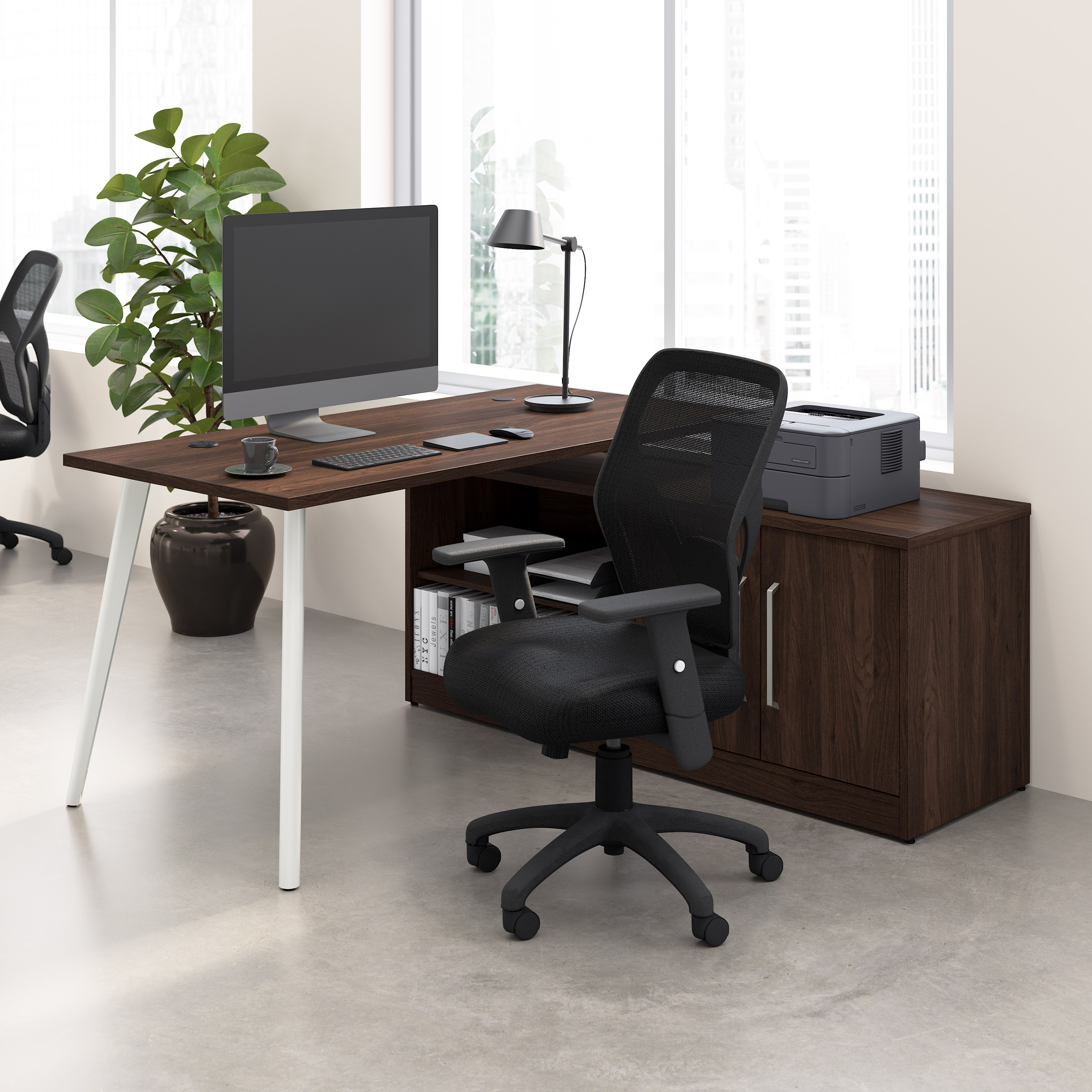 Office Pro Strive 151.64 (59.7 in.) Computer Desk with Low Storage Cabinet