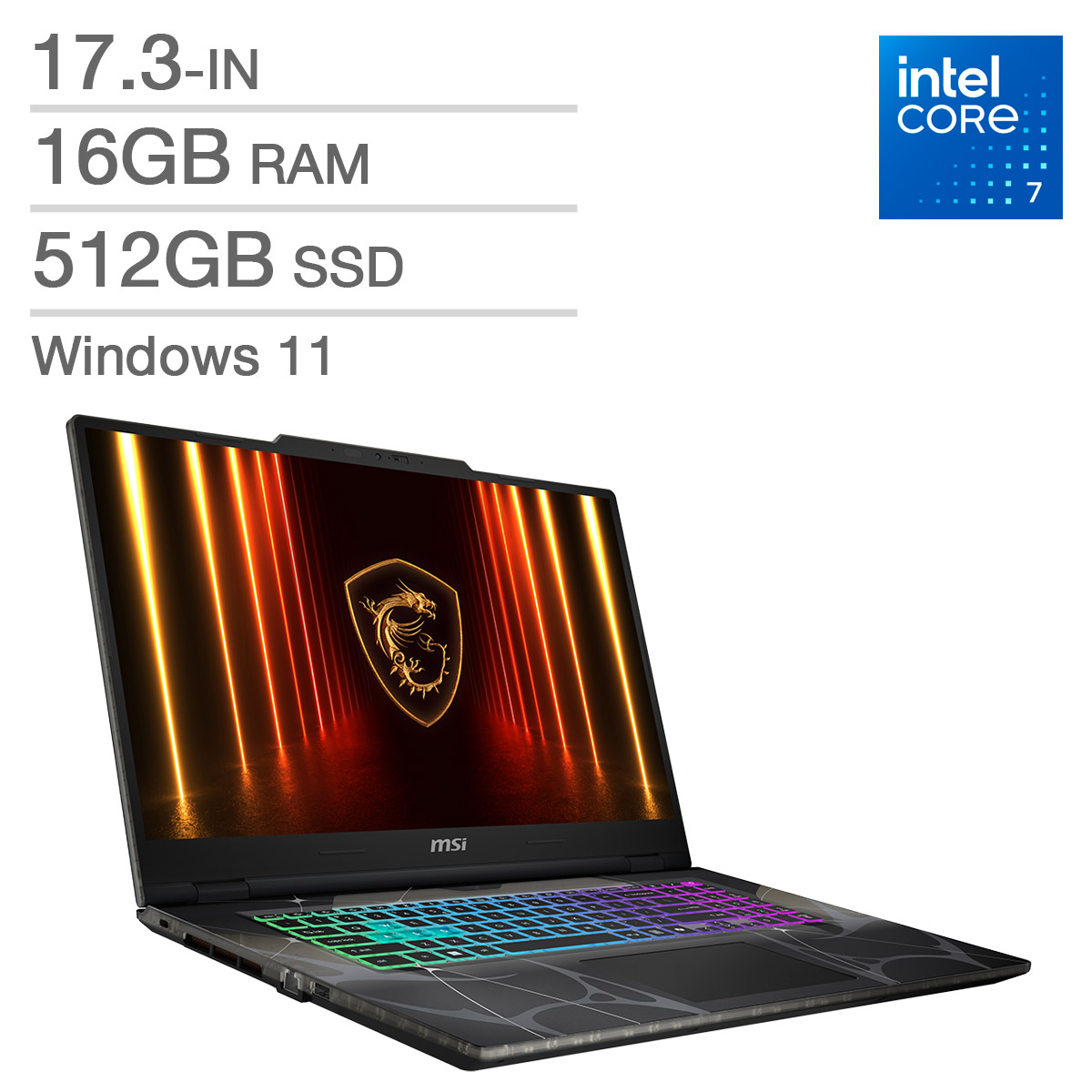 MSI Cyborg 17 B2RW 17.3-in Gaming Laptop, Intel Core 7 240H - 16GB RAM, 512GB SSD, 8GB NVIDIA GeForce RTX 5050