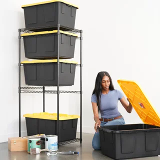 SafeRacks Storage Bin Rack, 5 Tote Capacity, NSF Certified, Black