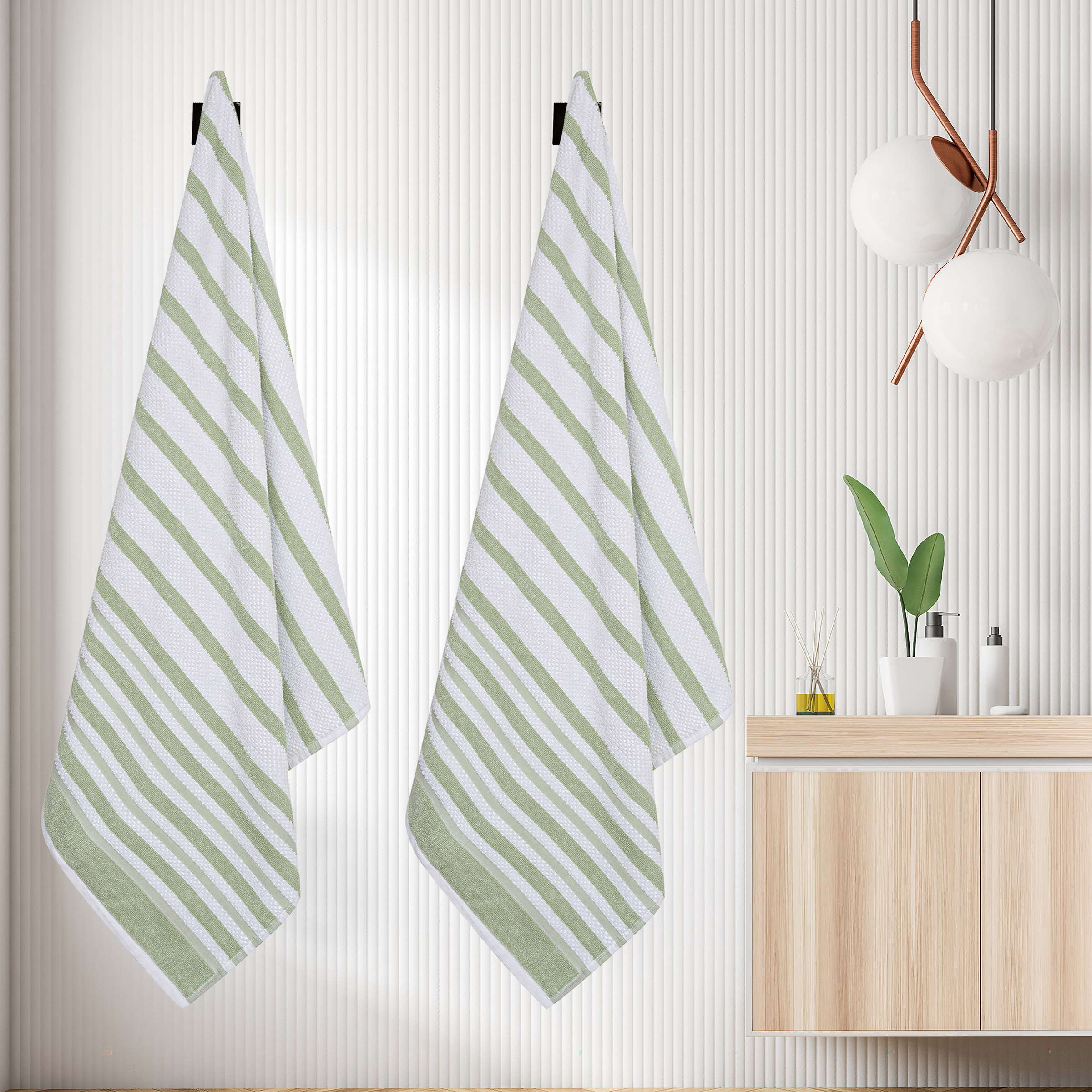 Textured Stripe Bath Sheets, 2-pack | Costco