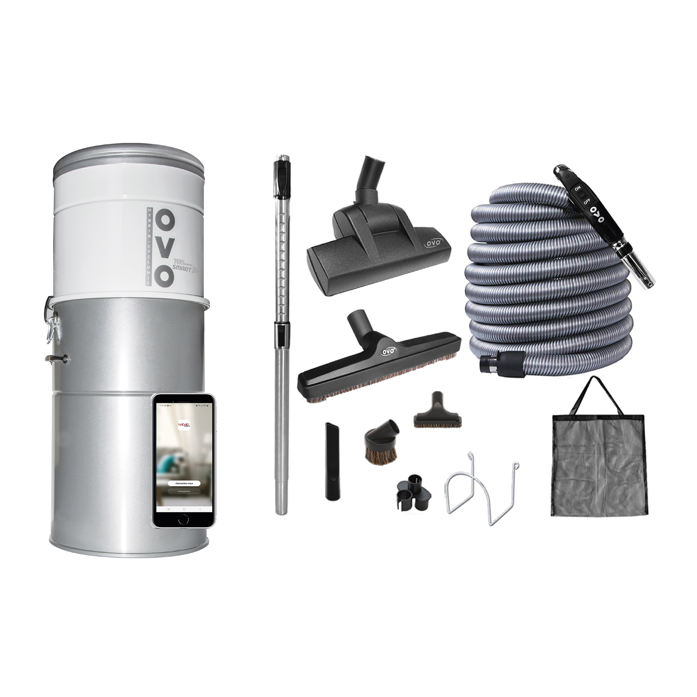 OVO Smart Central Vacuum 750AW control with/without a Smart Device or Voice Command