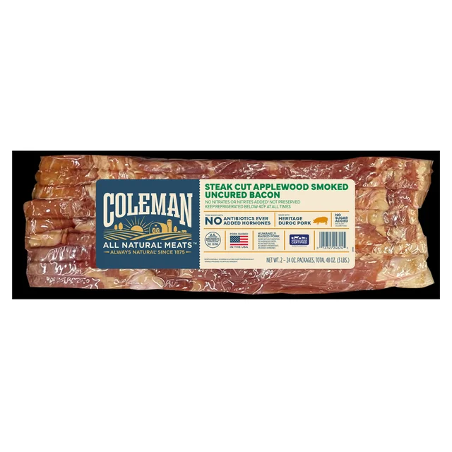 COLEMAN NATURAL STEAK CUT THICK BACON 2/24 OUNCE PACKAGES