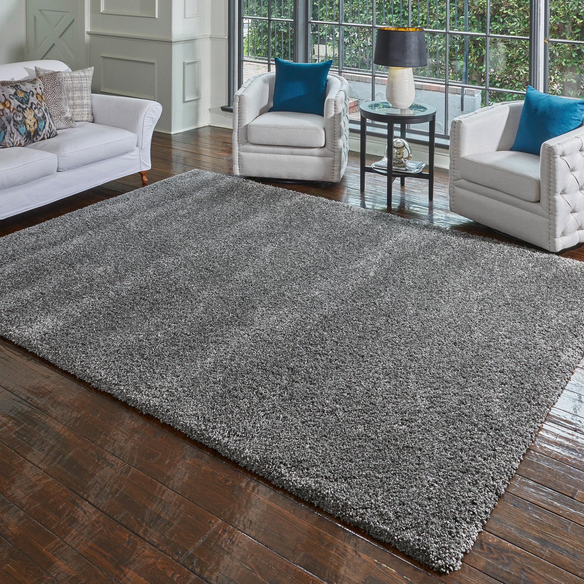 Thomasville Rialto 55 Luxury Gray Shag Rug, 9'5