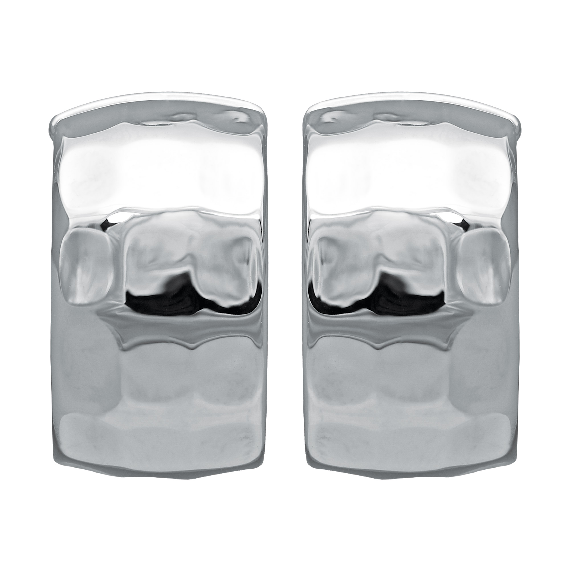 High Polish Hammered Look Hoop Earrings in White Gold