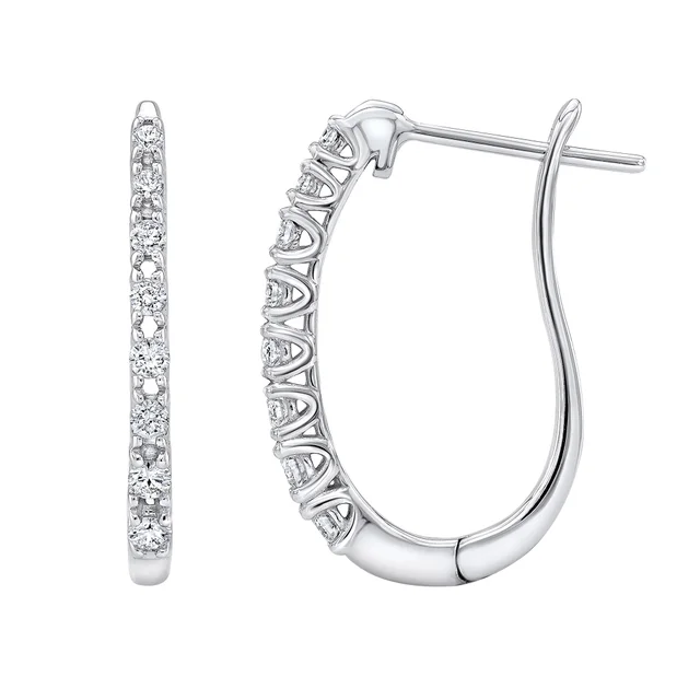 14KT WHITE GOLD VS2 I 0.25CTW ROUND DIAMOND HOOP EARRINGS