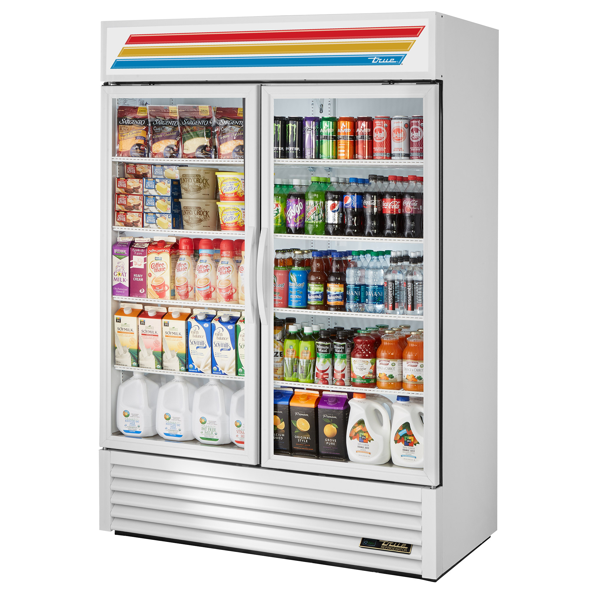 True 54 in. (49 cu. ft.) White 2 Door Swing Glass Refrigerator 