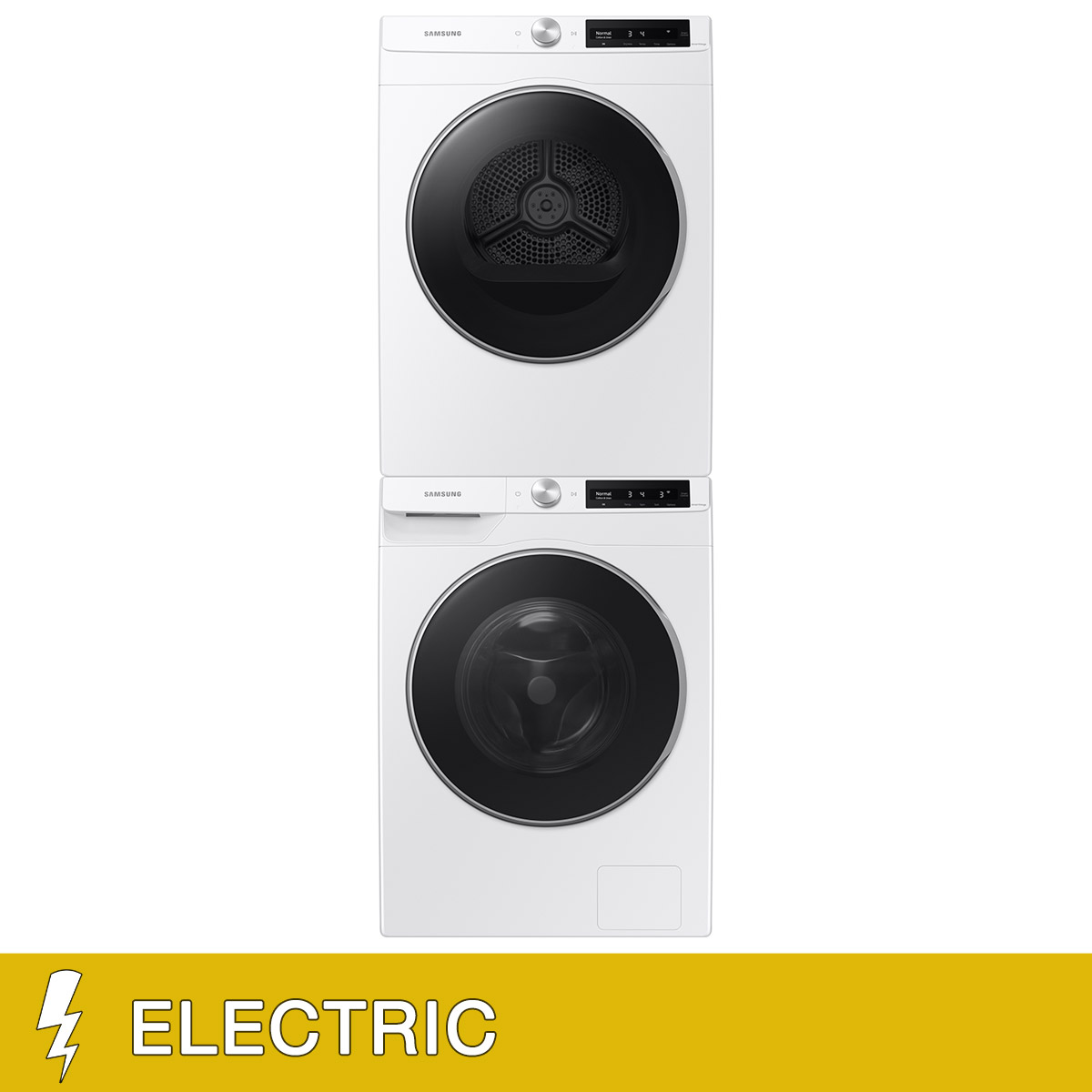 Samsung 2.5 cu. ft. Compact Front Load Washer with Super Speed Wash and 4.0 cu. ft. Heat Pump Dryer with AI Smart Dial with Stacking Kit