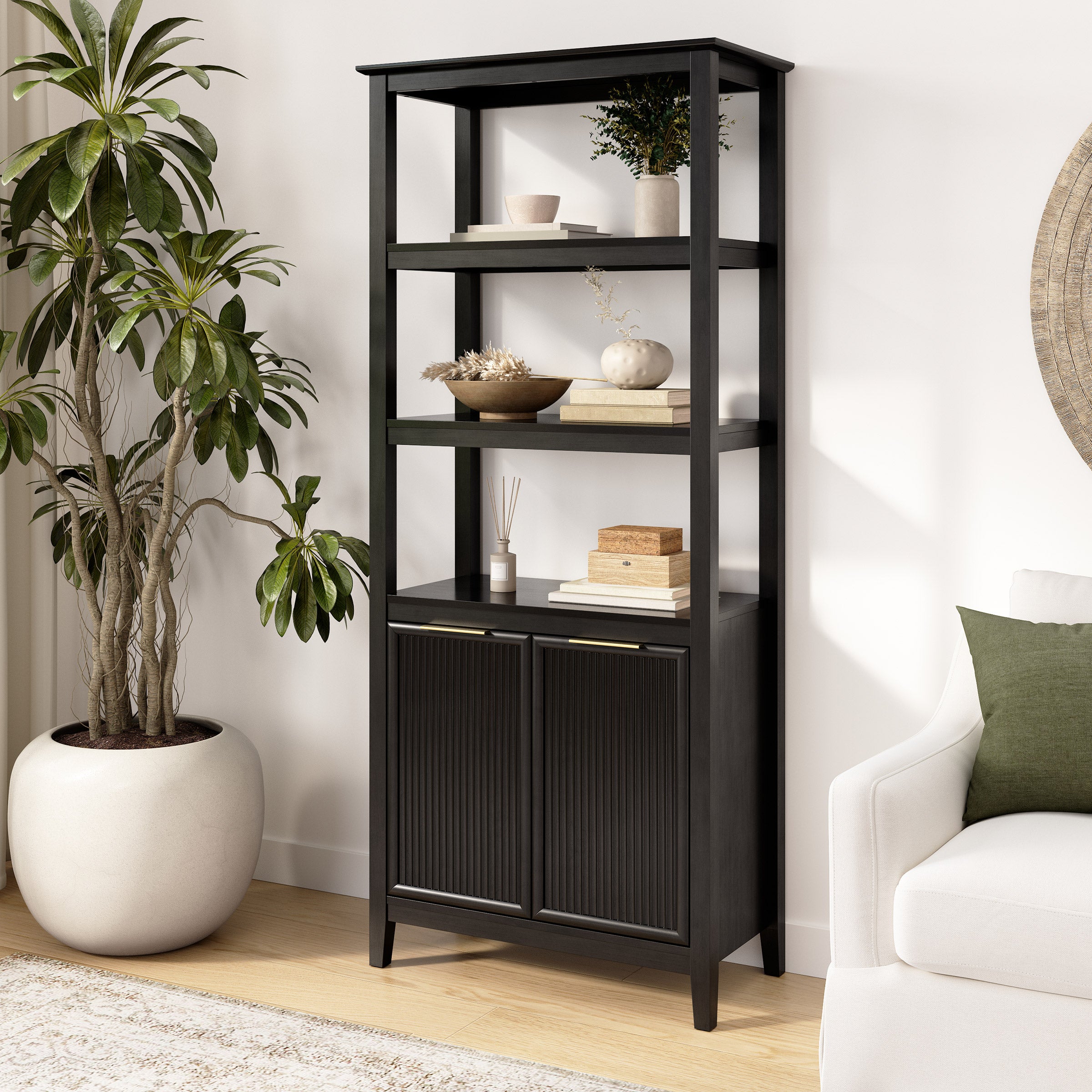 Bush Home Camille Fluted 5 Shelf Bookcase with Doors | Costco