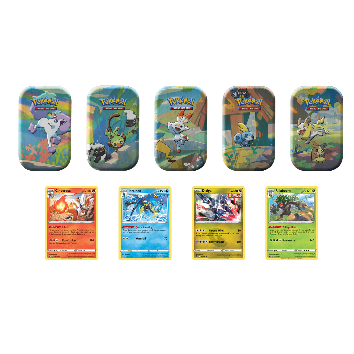 Pokémon 5 Pack Mini Tins, Galar Pals plus 4 Promo Cards