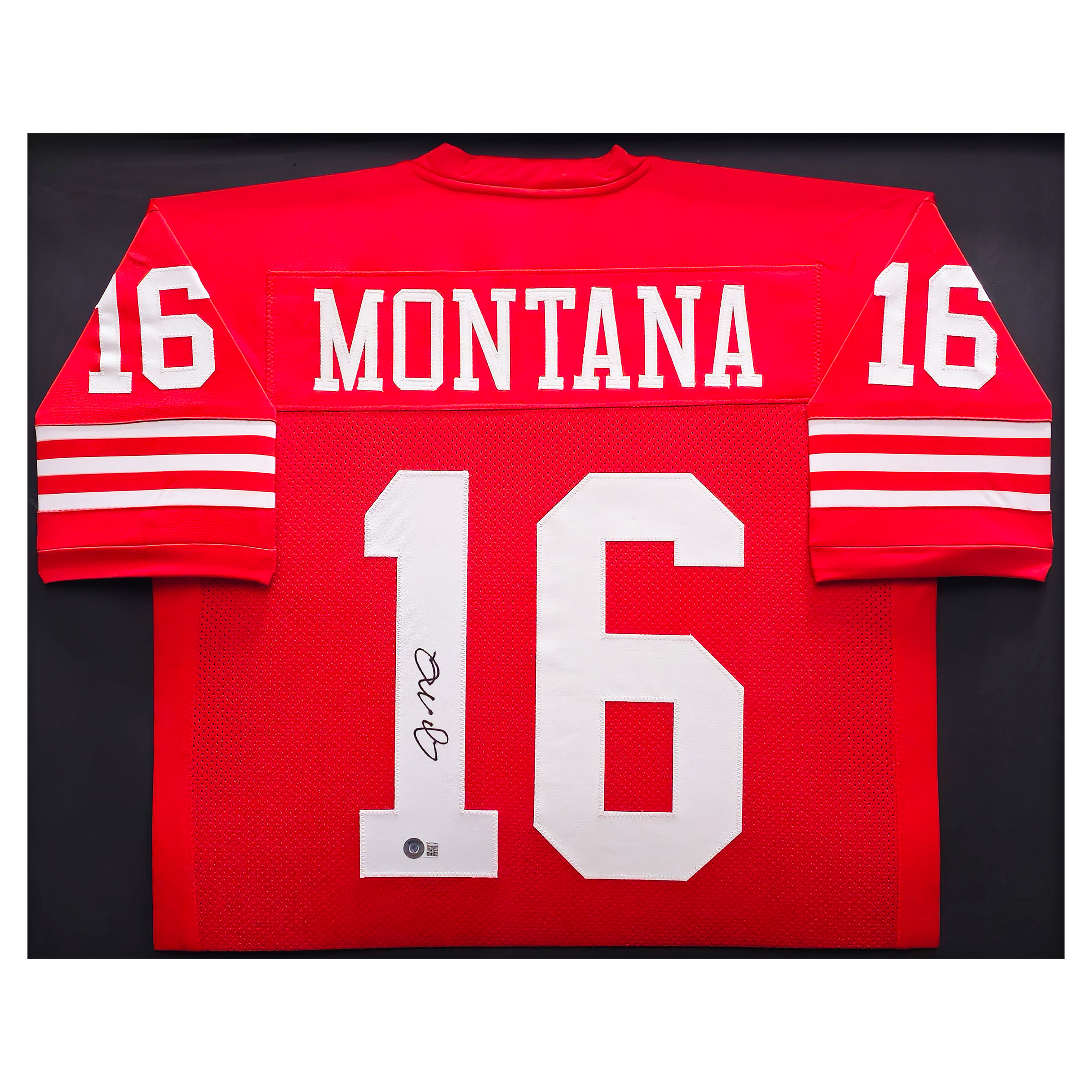 Joe Montana Autographed San Francisco 49ers Framed Red Jersey