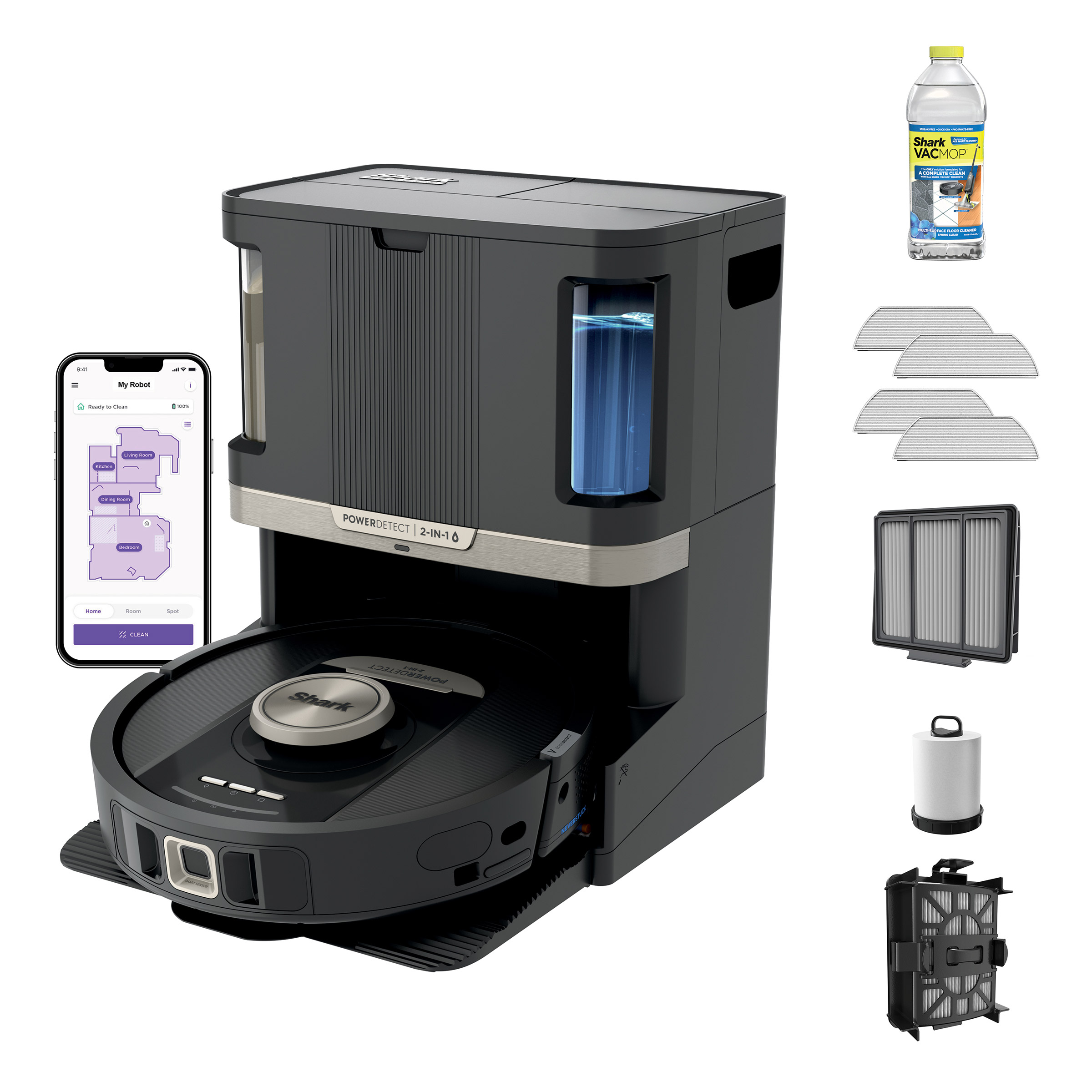 Shark PowerDetect 2-in-1 Robot Vacuum &amp; Mop with NeverTouch Pro Self-Cleaning Base