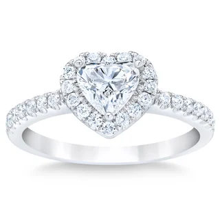 14KT WHITE GOLD VS2 I 1.00CTW HEART & ROUND DIAMOND RING (0.70CTR)