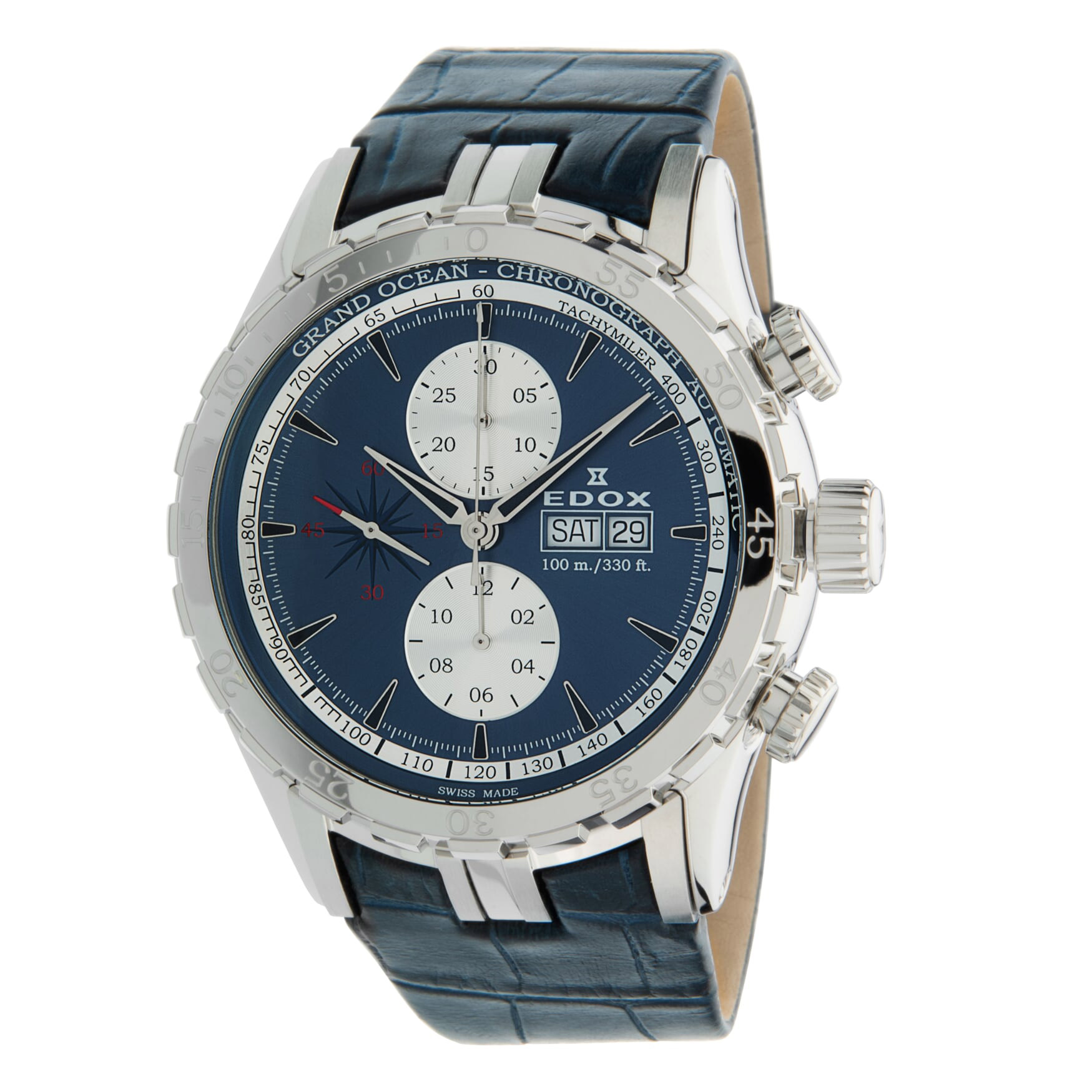 Edox Grand Ocean Blue Dial Men's Chronograph Watch