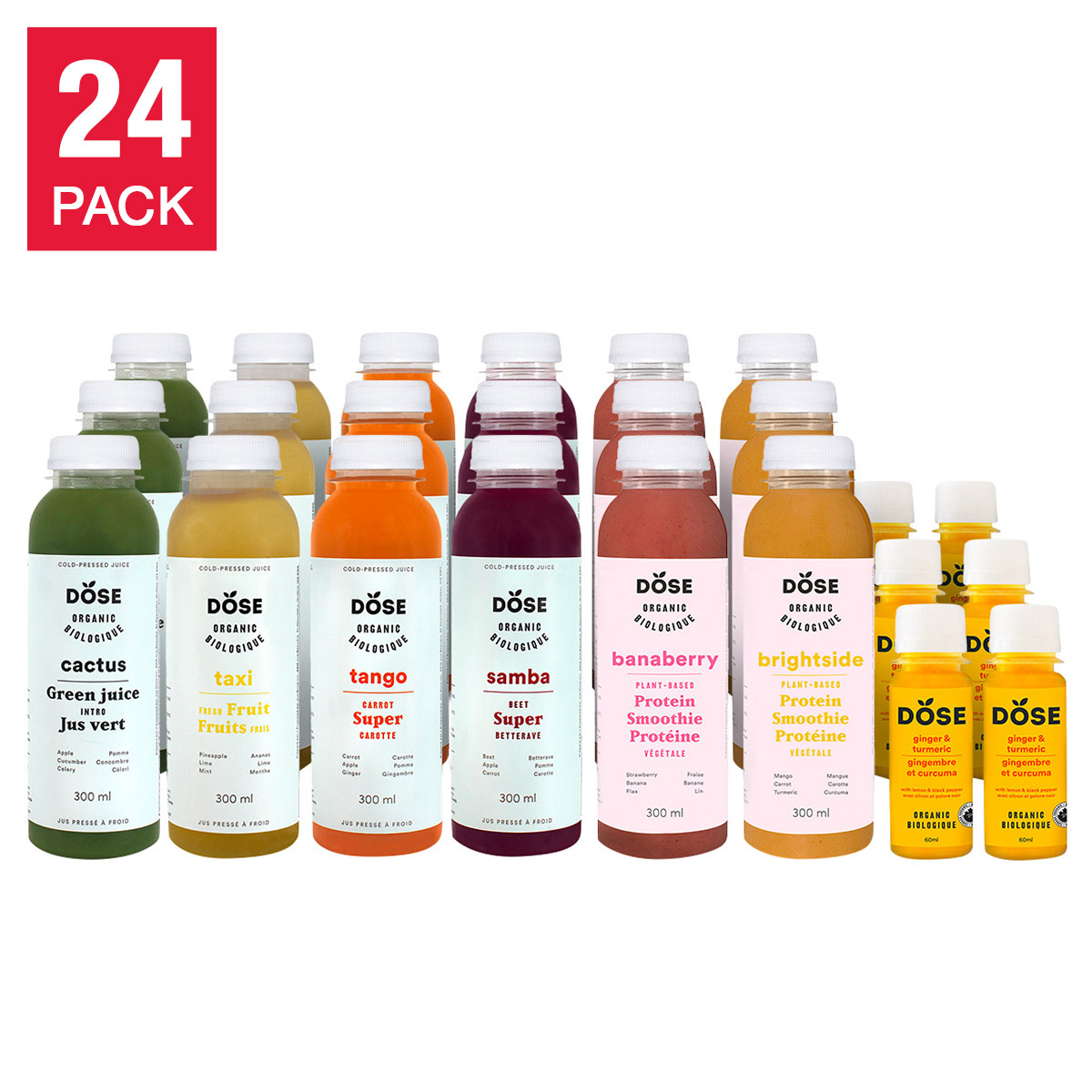 DOSE 3-day Organic Cold-Pressed Juice Cleanse, 24 bottles