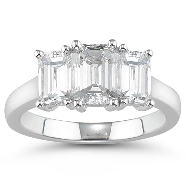 Emerald Cut 3.00 ctw VS2 Clarity, I Color Diamond Platinum Three Stone Ring