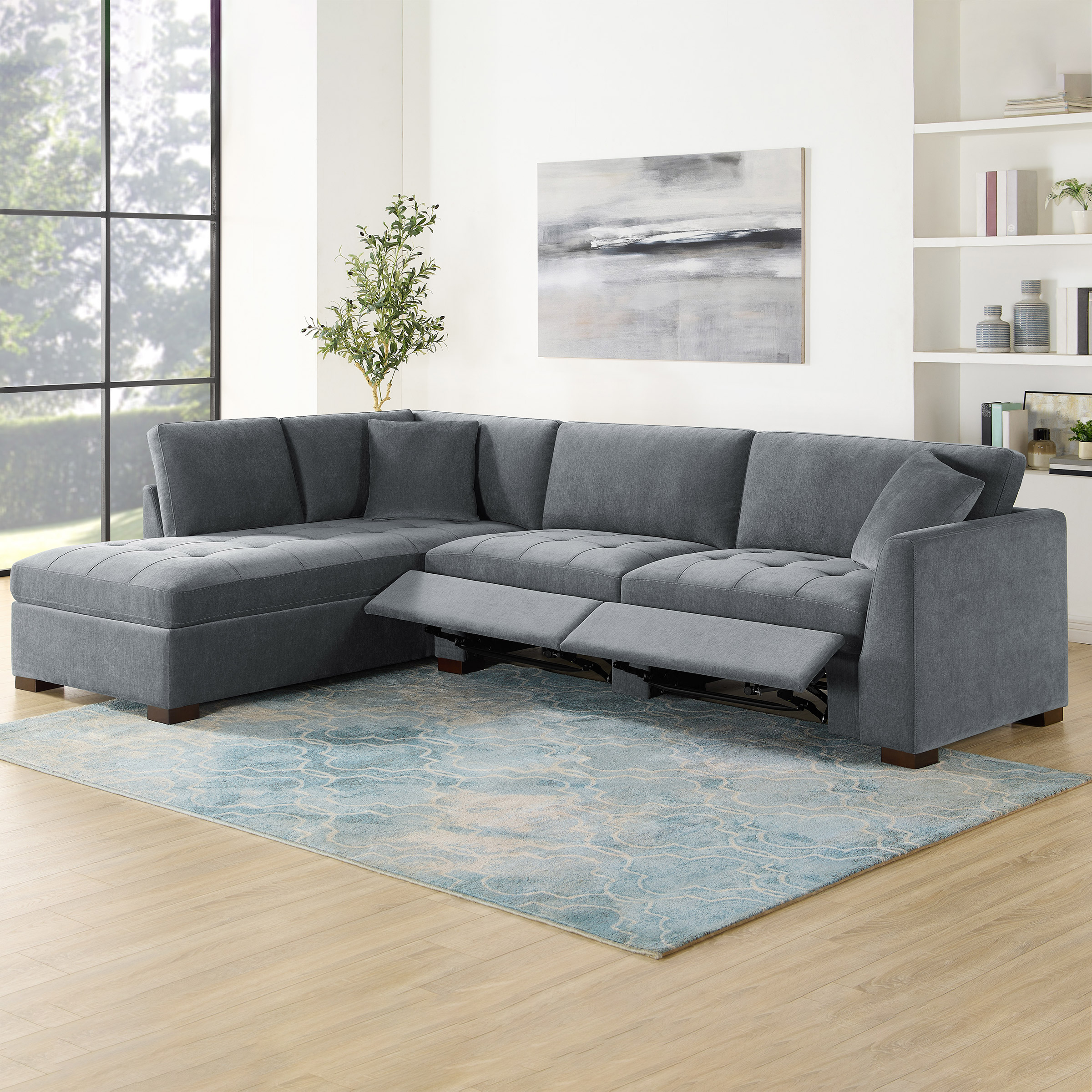 Thomasville Miles 2-piece Fabric Left-hand Facing Sectional with Power Footrests