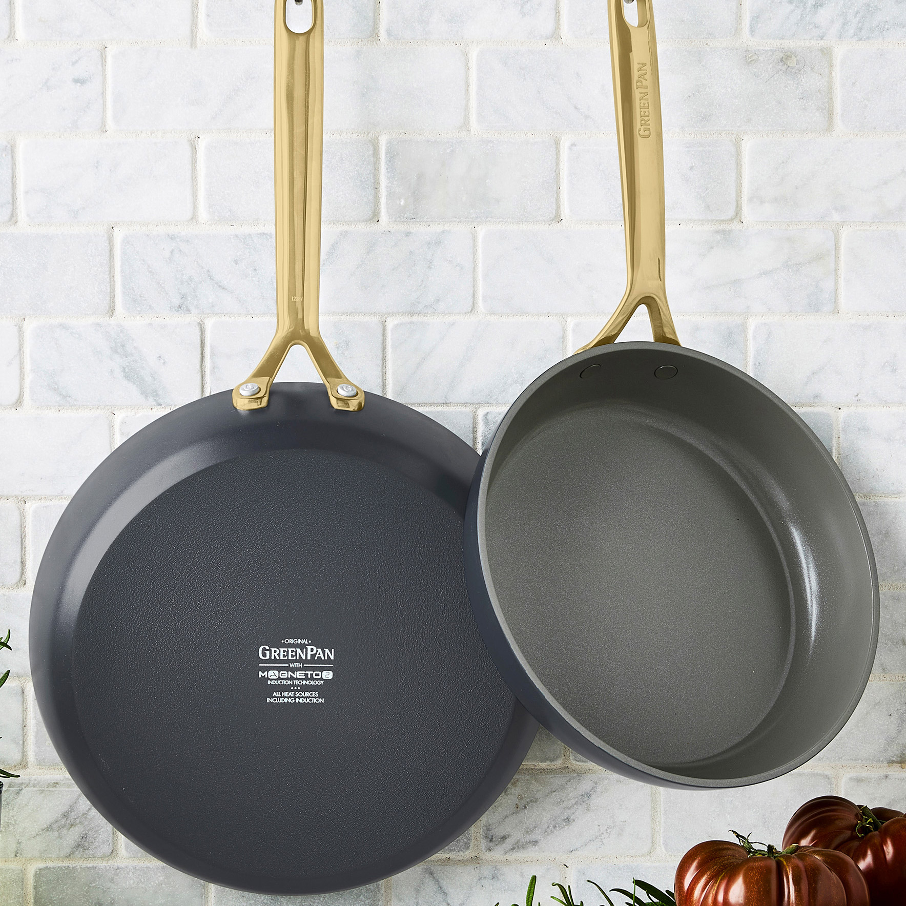 GreenPan GP5 Skillet Set with Gold Handles, 2-piece | Costco