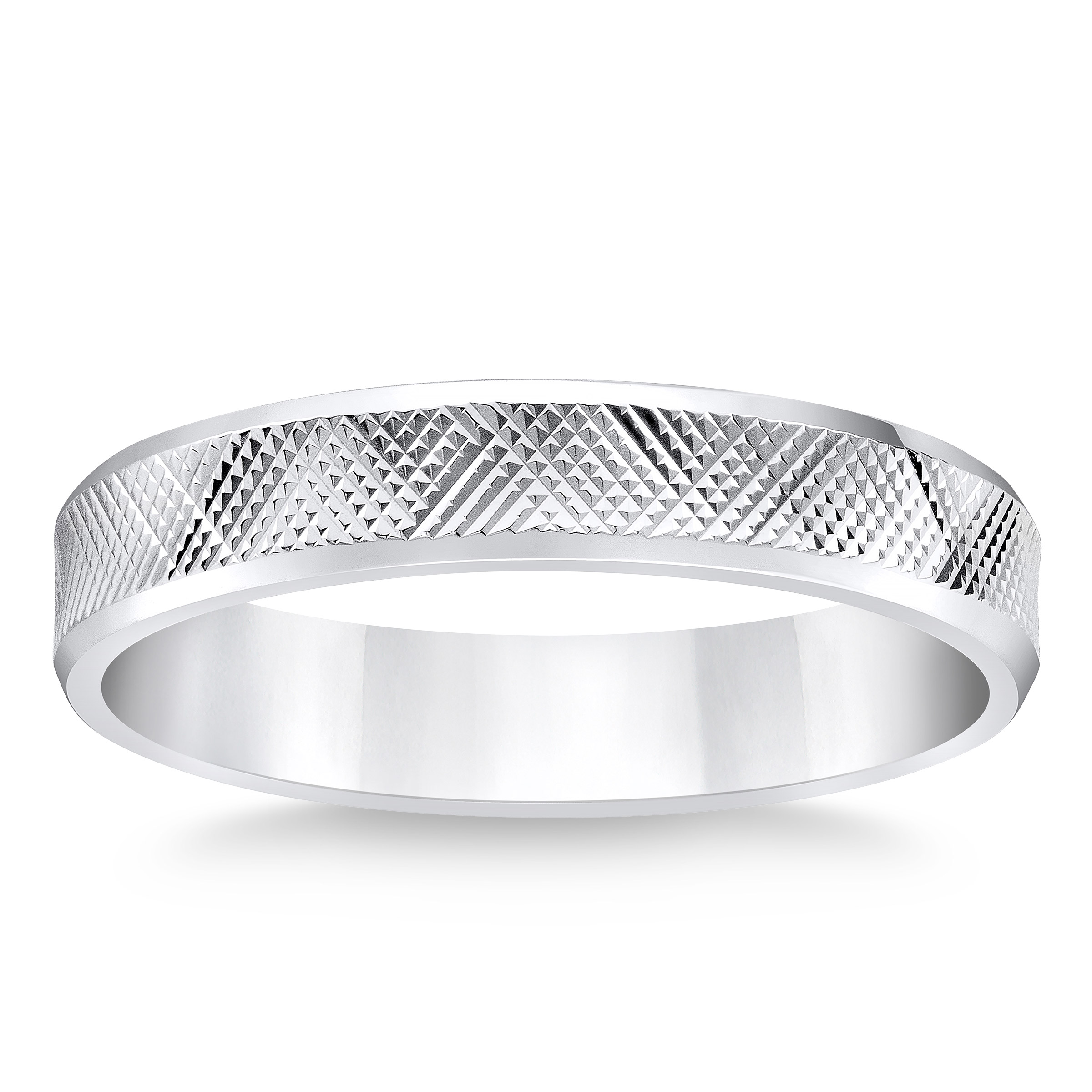 4mm Comfort Fit Diamond Cut and High Polish Beveled Edge Wedding Band