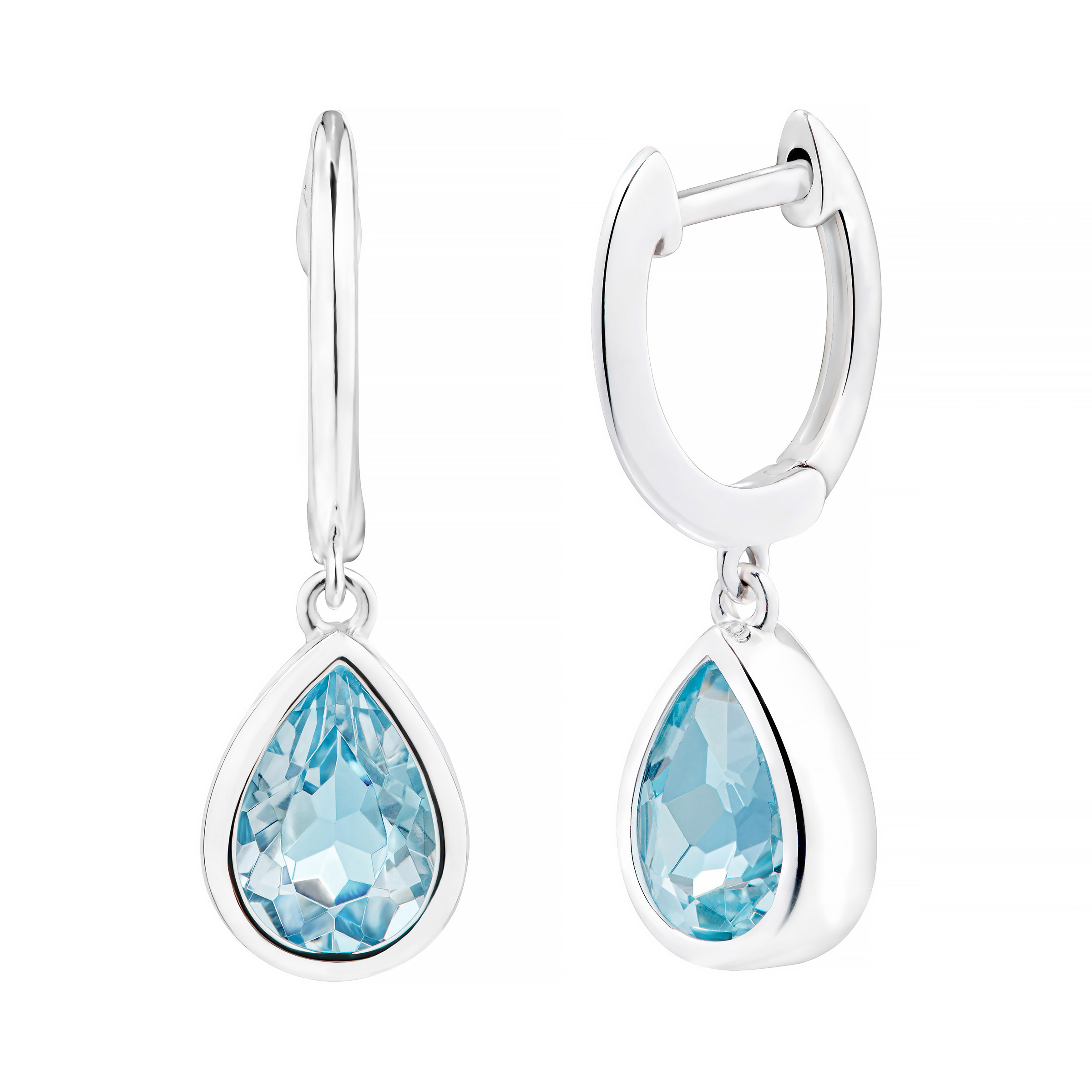 Pear Shaped Blue Topaz Earrings