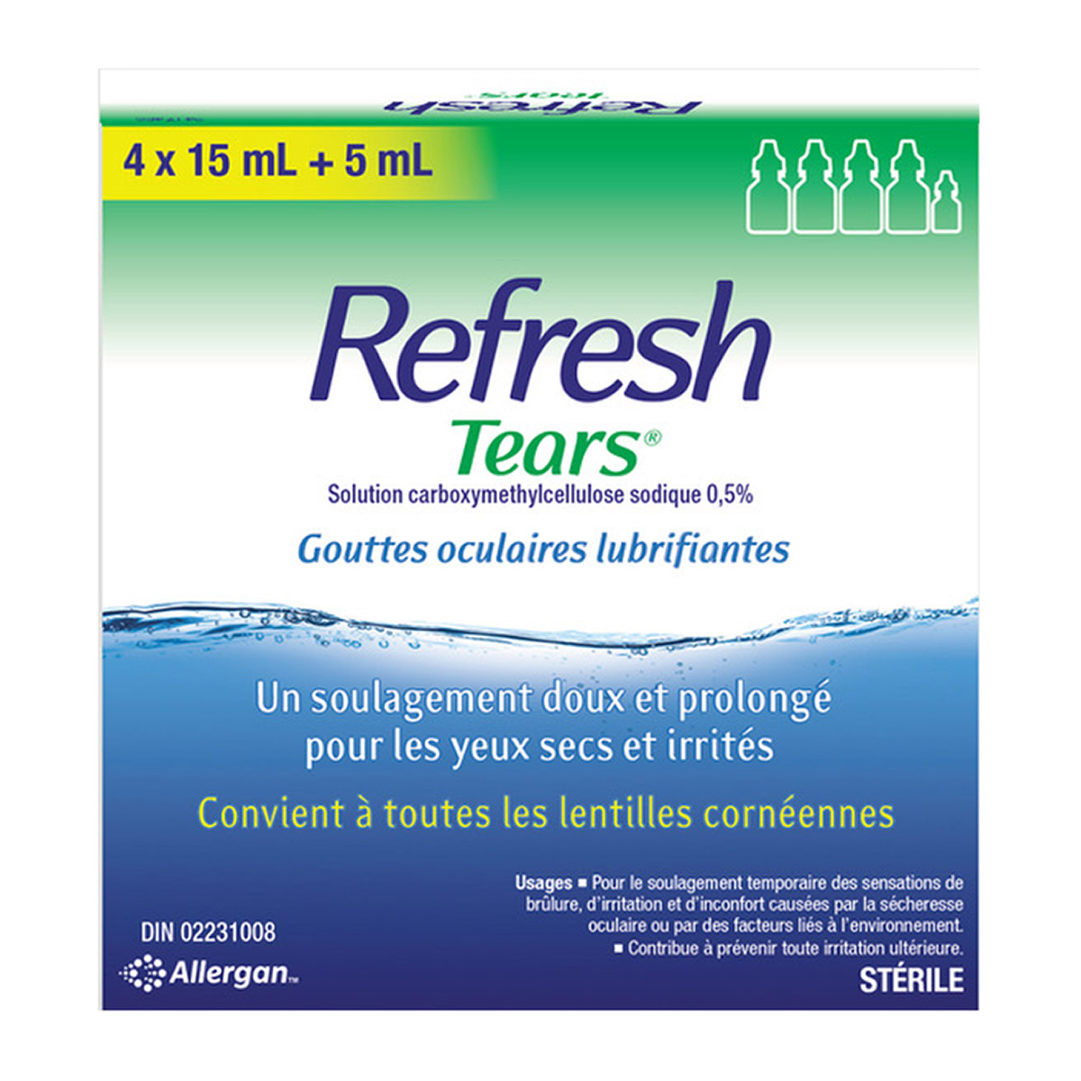 Refresh Tears - Solution Ophtalmique, 4 x 15 mL + 5 mL