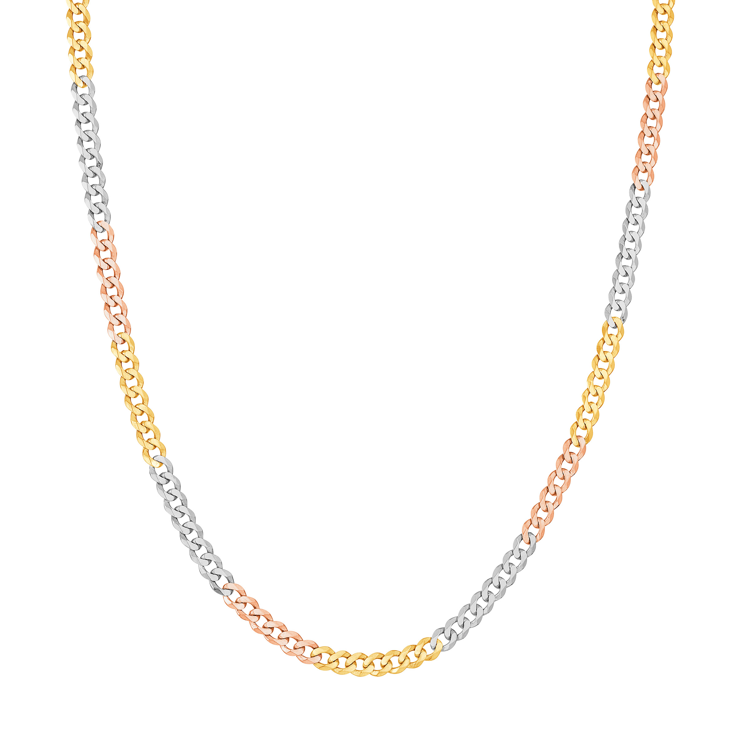Cuban Link Chain in Three Tone Gold