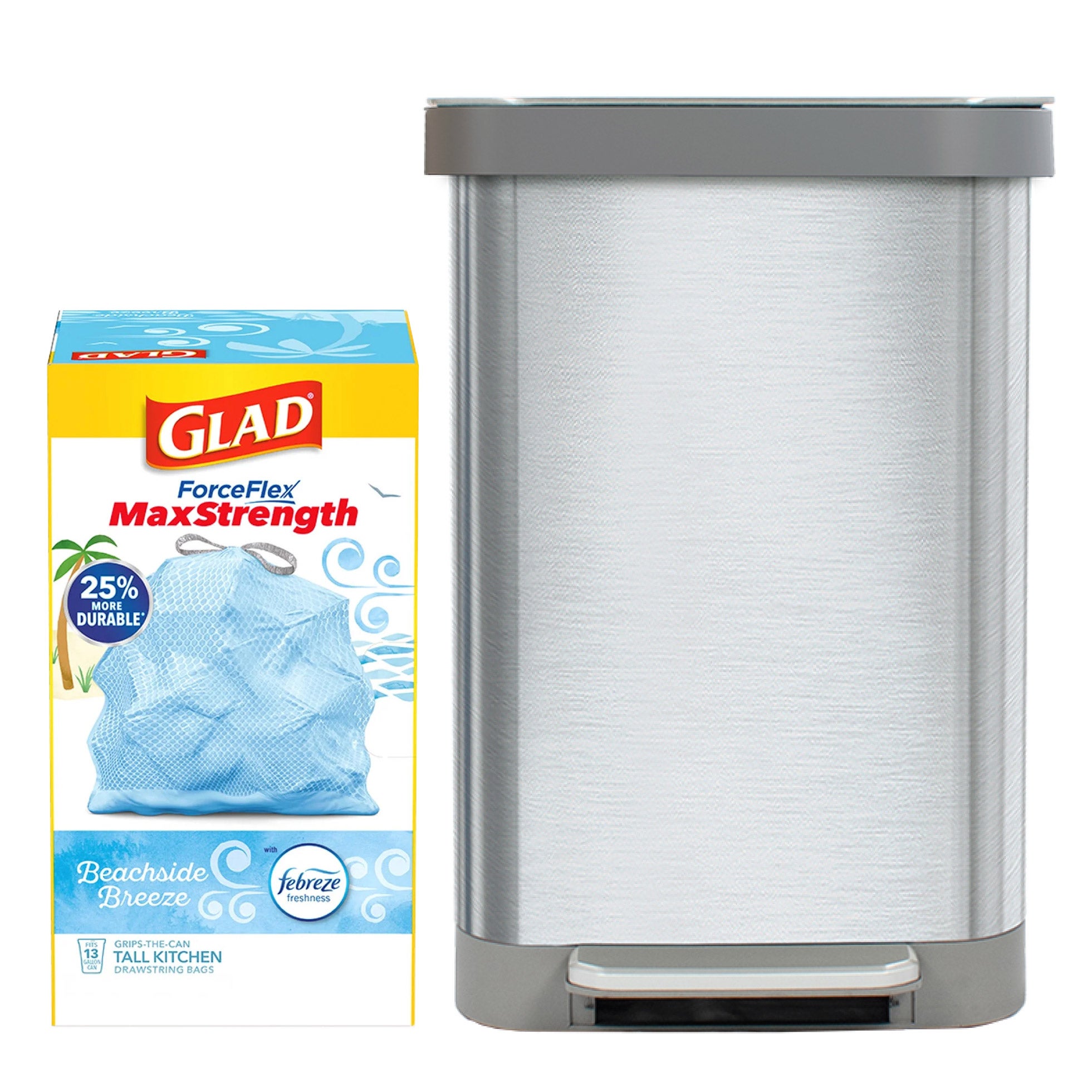 Glad Stainless Steel Trash Can and Bag Bundle | Costco