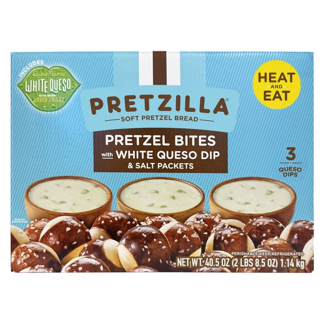 PRETZILLA PRETZEL BITE WITH WHITE QUESO DIP 40.5 OUNCE BOX