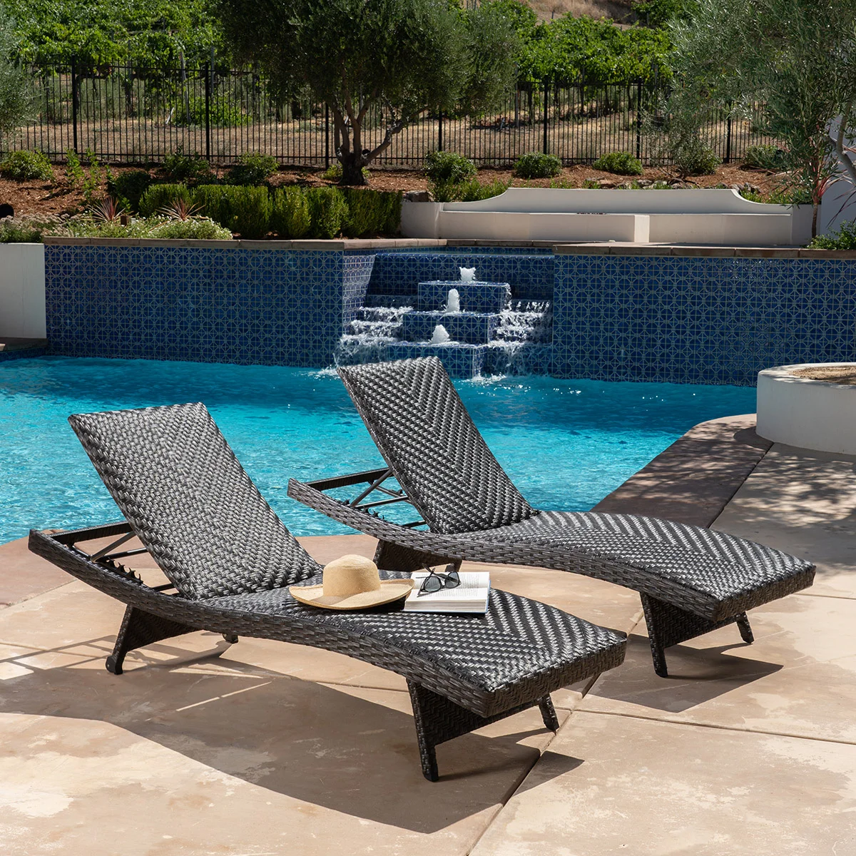 Seagrass Woven Chaise Lounge with Wheels, 2-pack | Costco