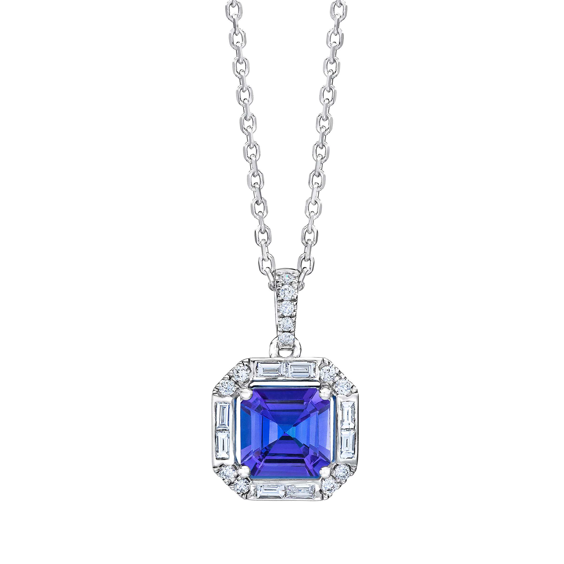 Princess Cut Tanzanite and Diamond Pendant (0.30 ctw)