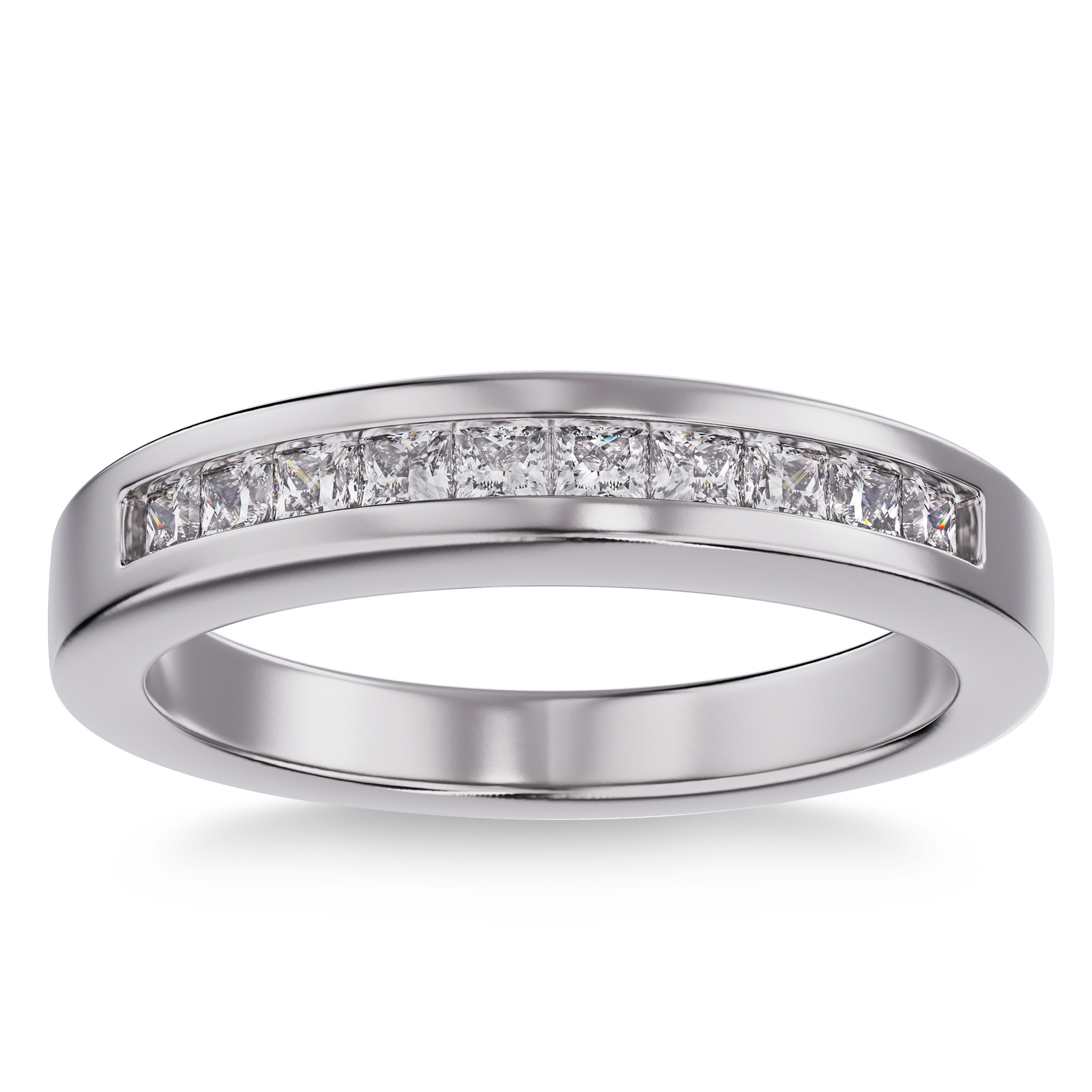 Princess Cut 0.50 ctw  VS2 Clarity  I Color Diamond Platinum Channel Set Band