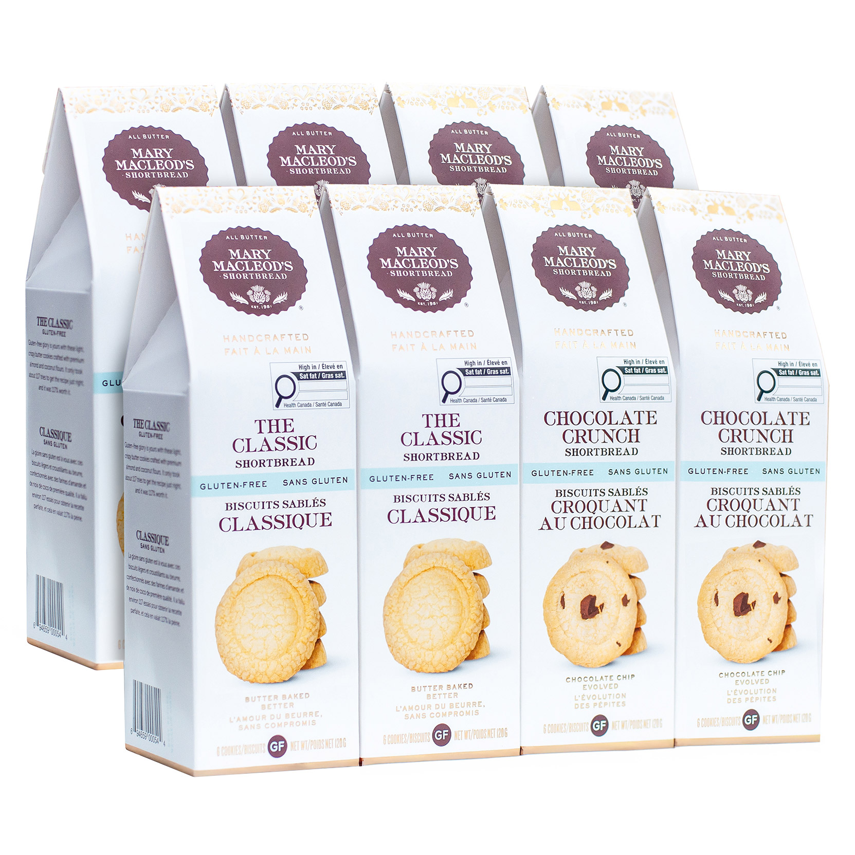 Mary Macleod's Gluten Free Shortbread Cookies, Variety Pack, 8 × 120 g