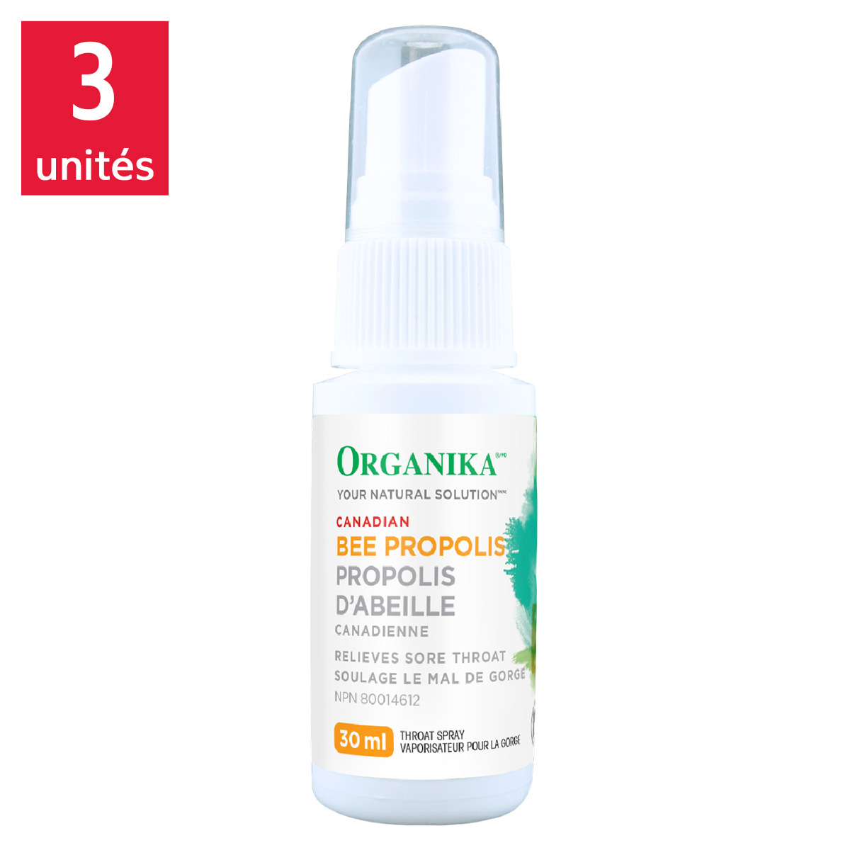 Organika Bee Propolis Throat Spray Alcohol Free, 3 x 30 mL | Costco