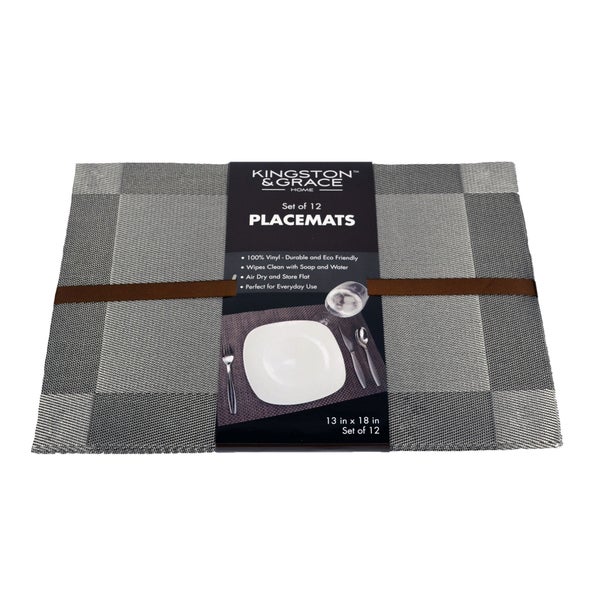 Kingston and Grace 13in. x 18in. Weave Placemat in Brown (Set of 12) Kingston and Grace 13in. x 18in. Weave Placemat in Brown (Set of 12)