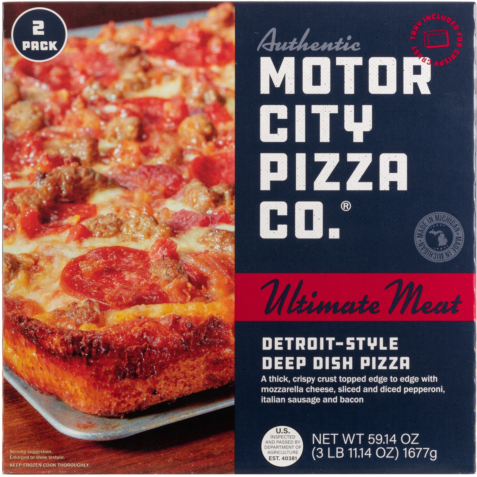 Motor City Pizza Co. Detroit-Style Deep Dish Pizza, Ultimate Meat