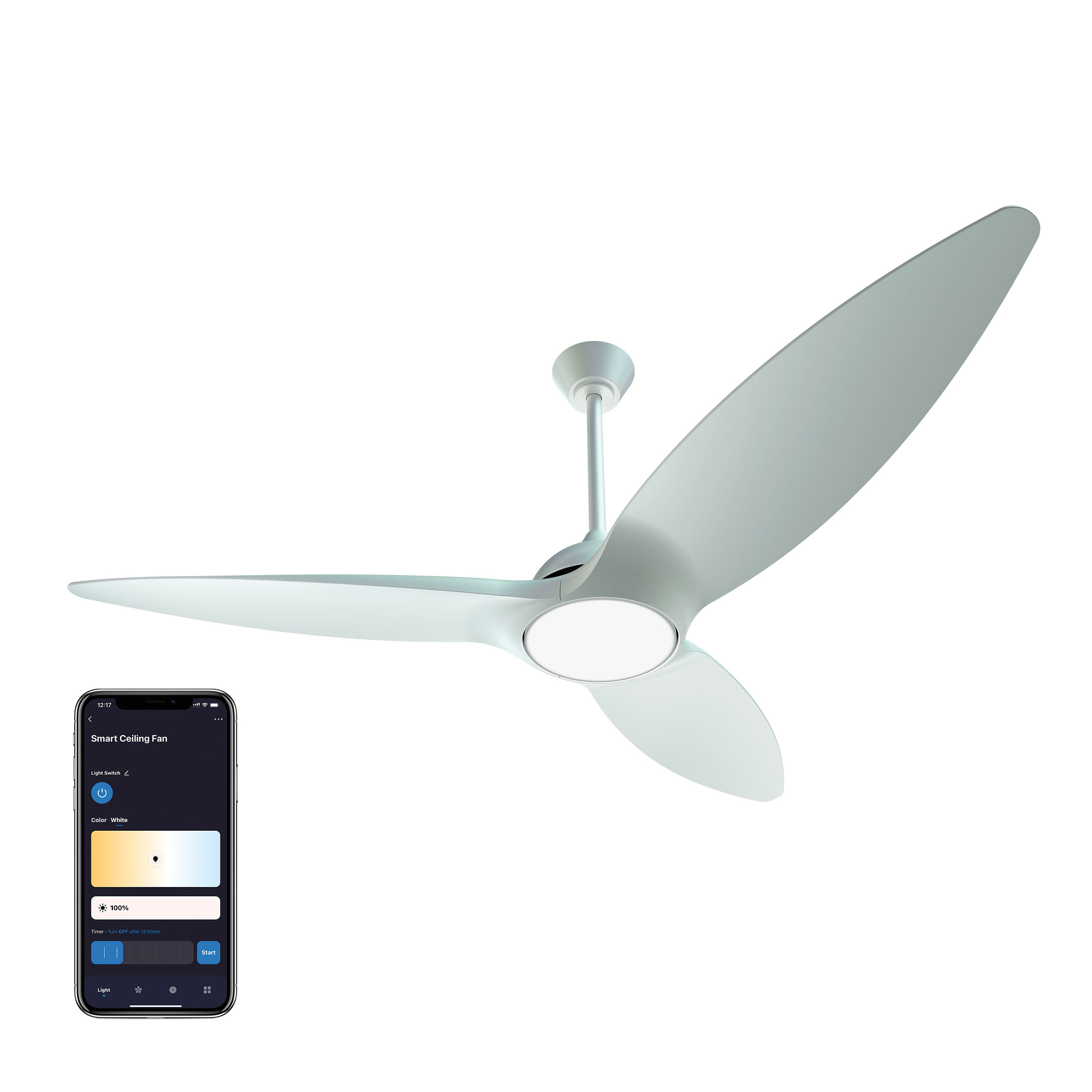 Atomi Smart Slique 60” Wi-Fi Outdoor Ceiling Fan with Color Changing Integrated LED Light and Remote