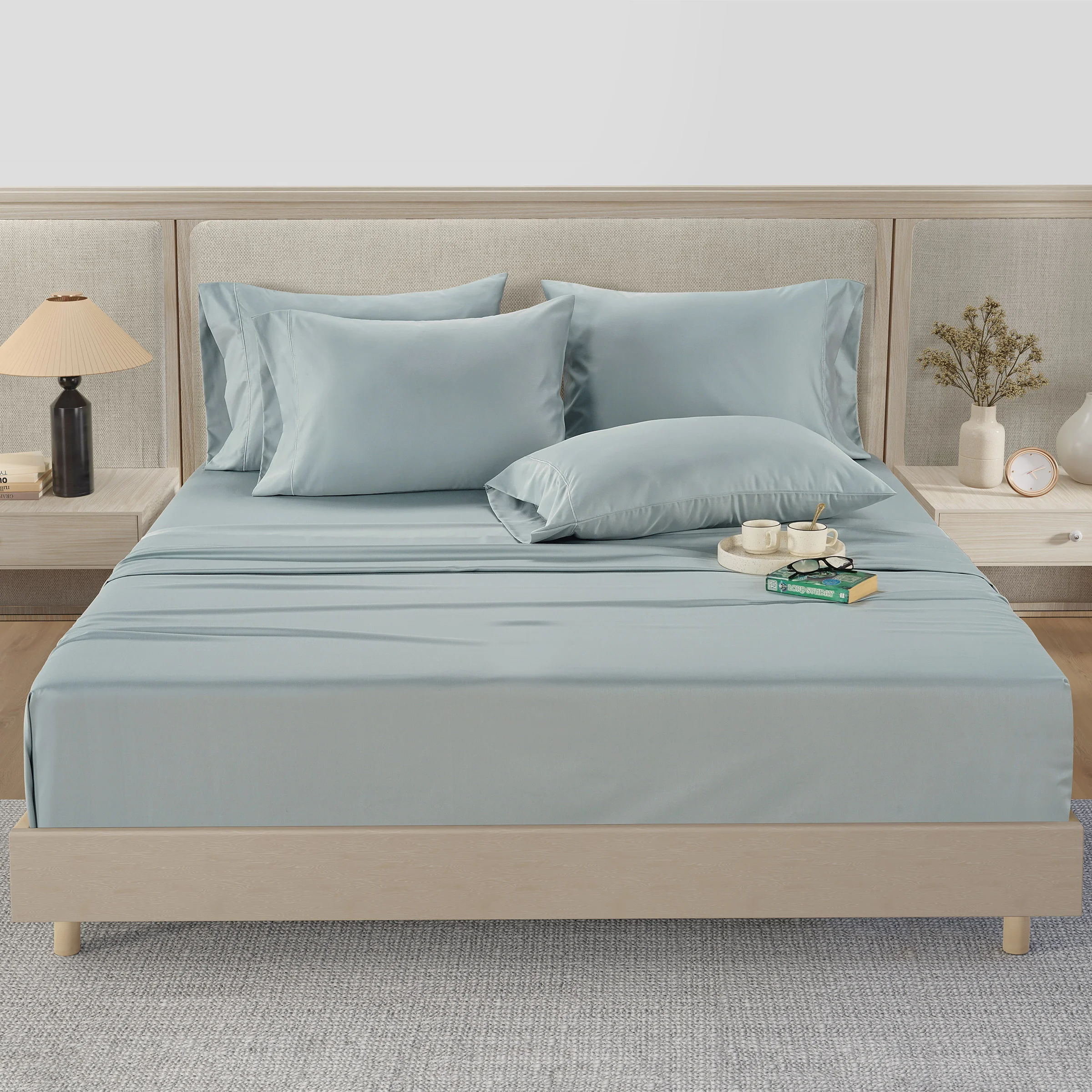 Hotel Signature 800 Thread Count Cotton 6-piece KING Sheet Set - Light Blue or White