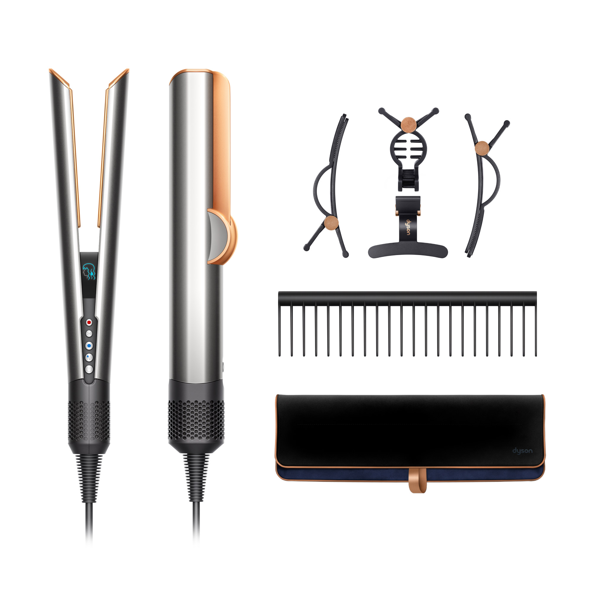 Dyson Airstrait Straightener with Hair Clips, Detangling Comb, and