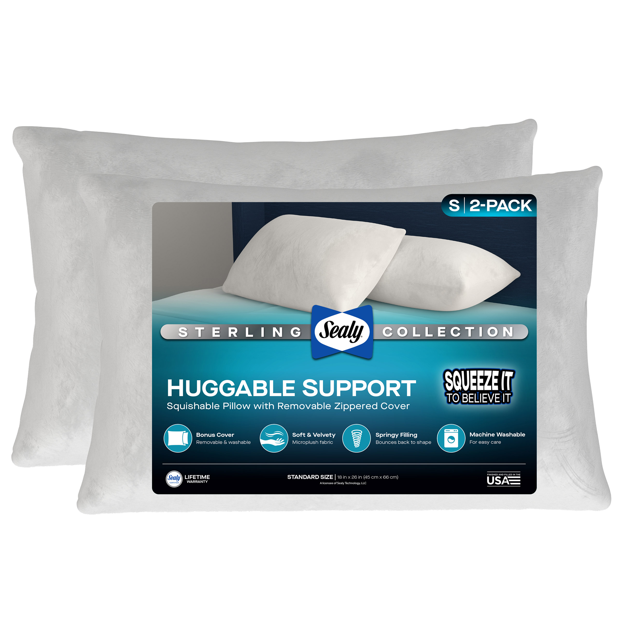 Sealy Sterling Huggable Pillow Standard, 2-pack | Costco