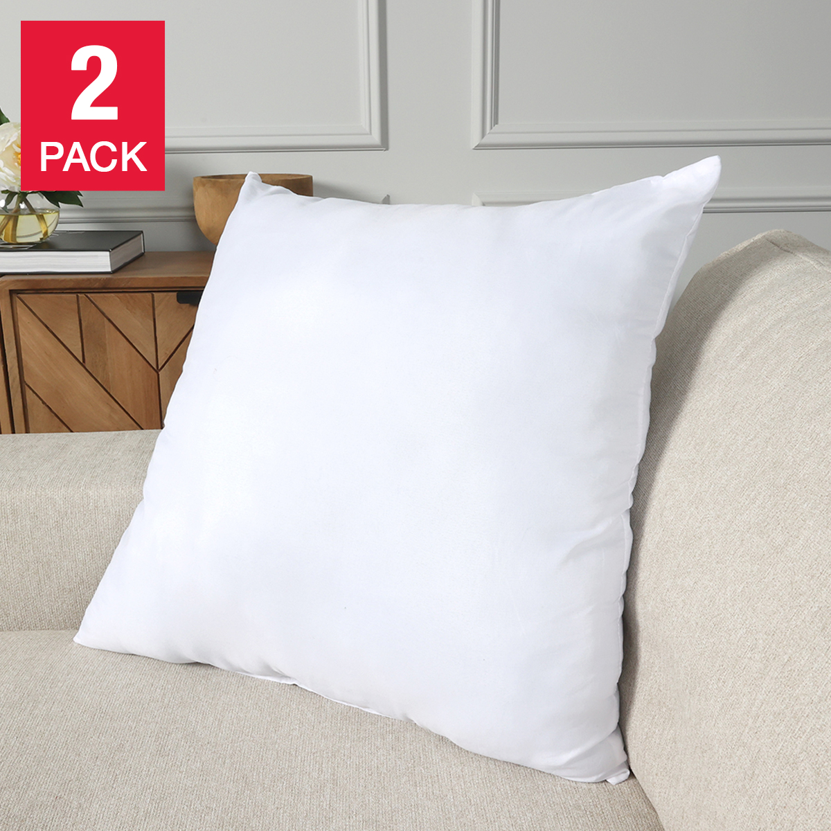 Microfiber Decorative Cushion Inserts, 2-pack