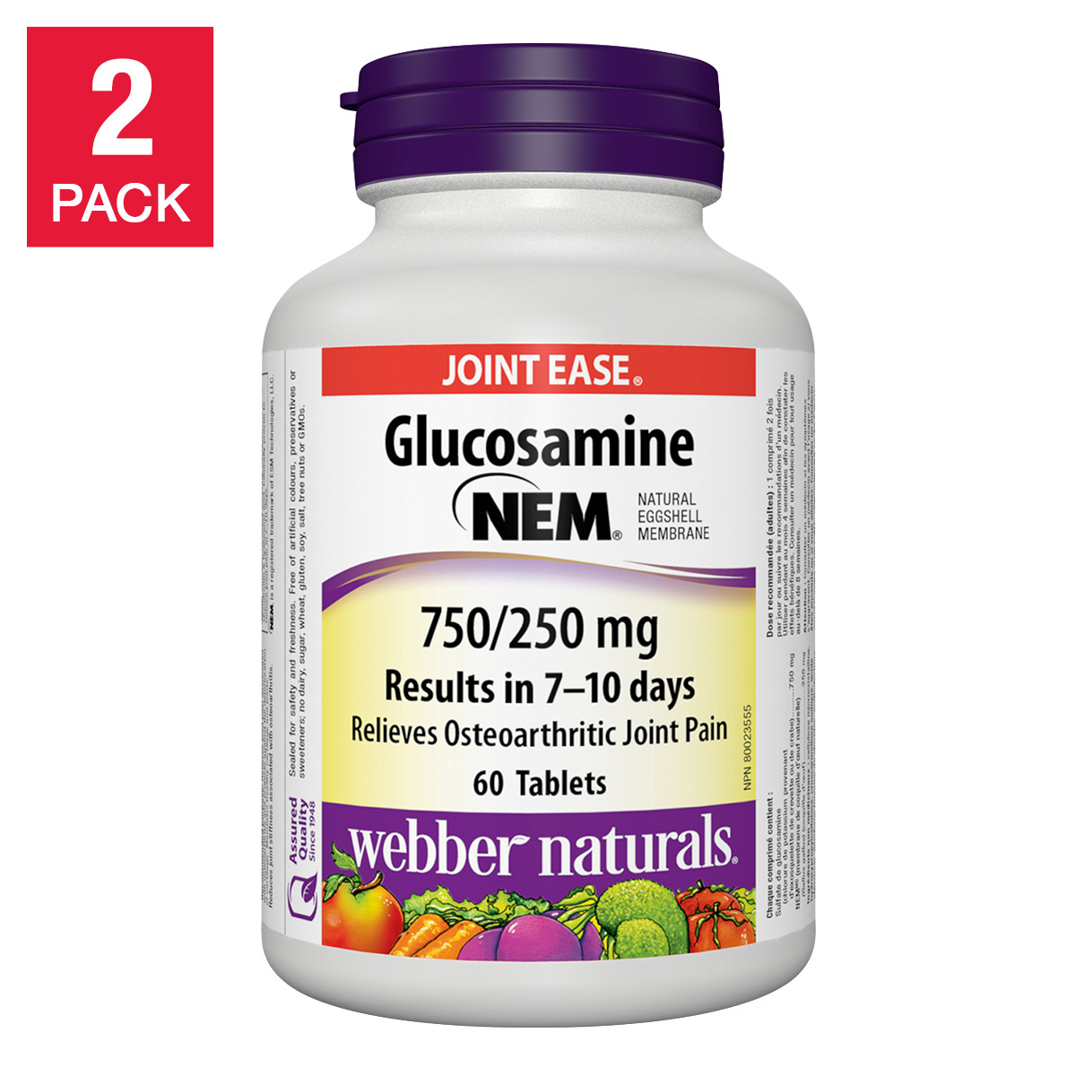 webber naturals Glucosamine with NEM® Natural Eggshell Membrane 750/250 mg -- 2 x 60 Tablets