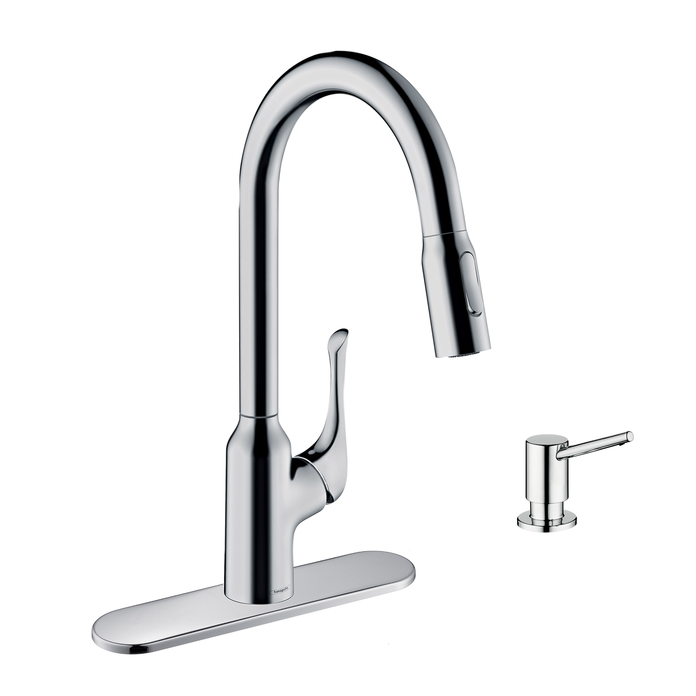 Hansgrohe Allegro HighArc Kitchen Faucet with Baseplate and Soap Dispenser