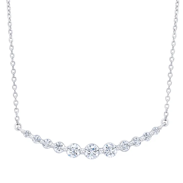 Round Brilliant 1.00 ctw VS2 Clarity, I Color Diamond 14kt White Gold Smile Necklace