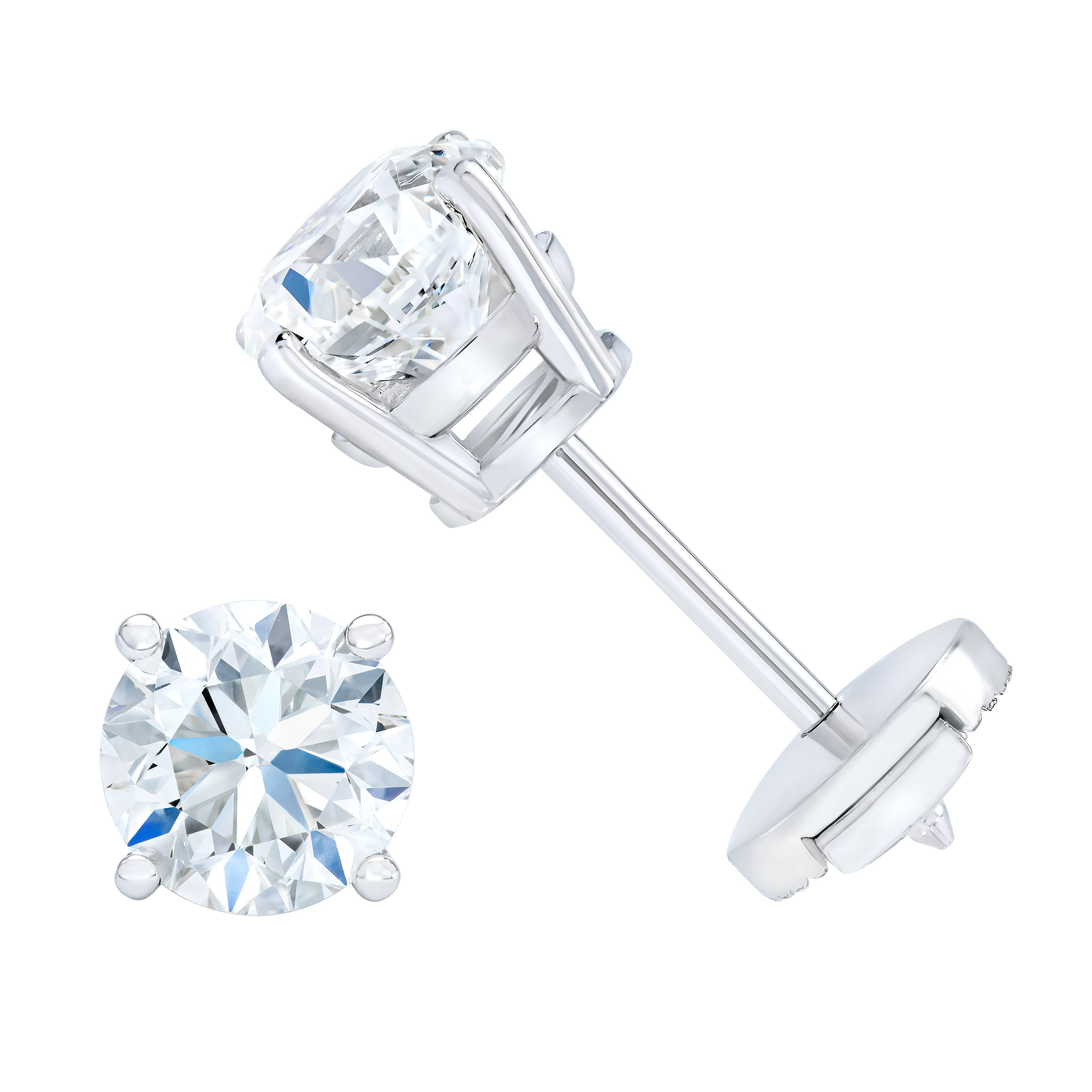 Round Brilliant Diamond Stud Earrings (1.80 ctw)
